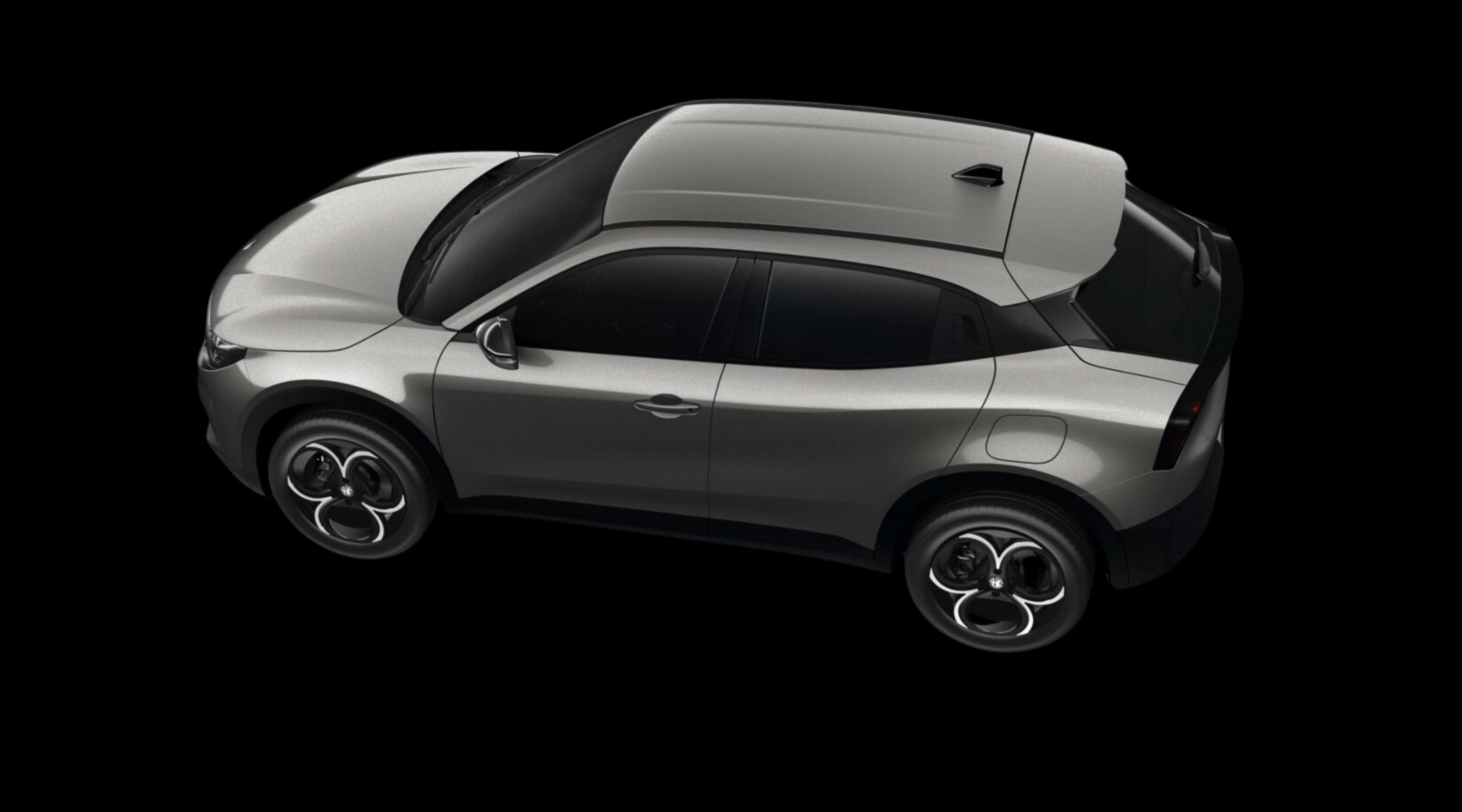 Schräge Heckansicht eines Alfa Romeo Junior, freigestellt
