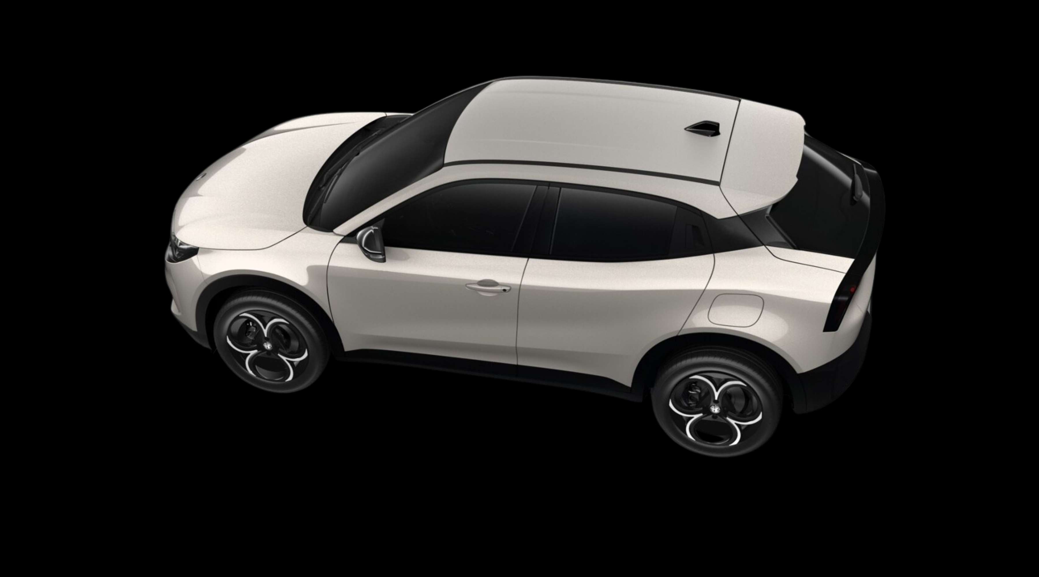 Schräge Heckansicht eines Alfa Romeo Junior, freigestellt