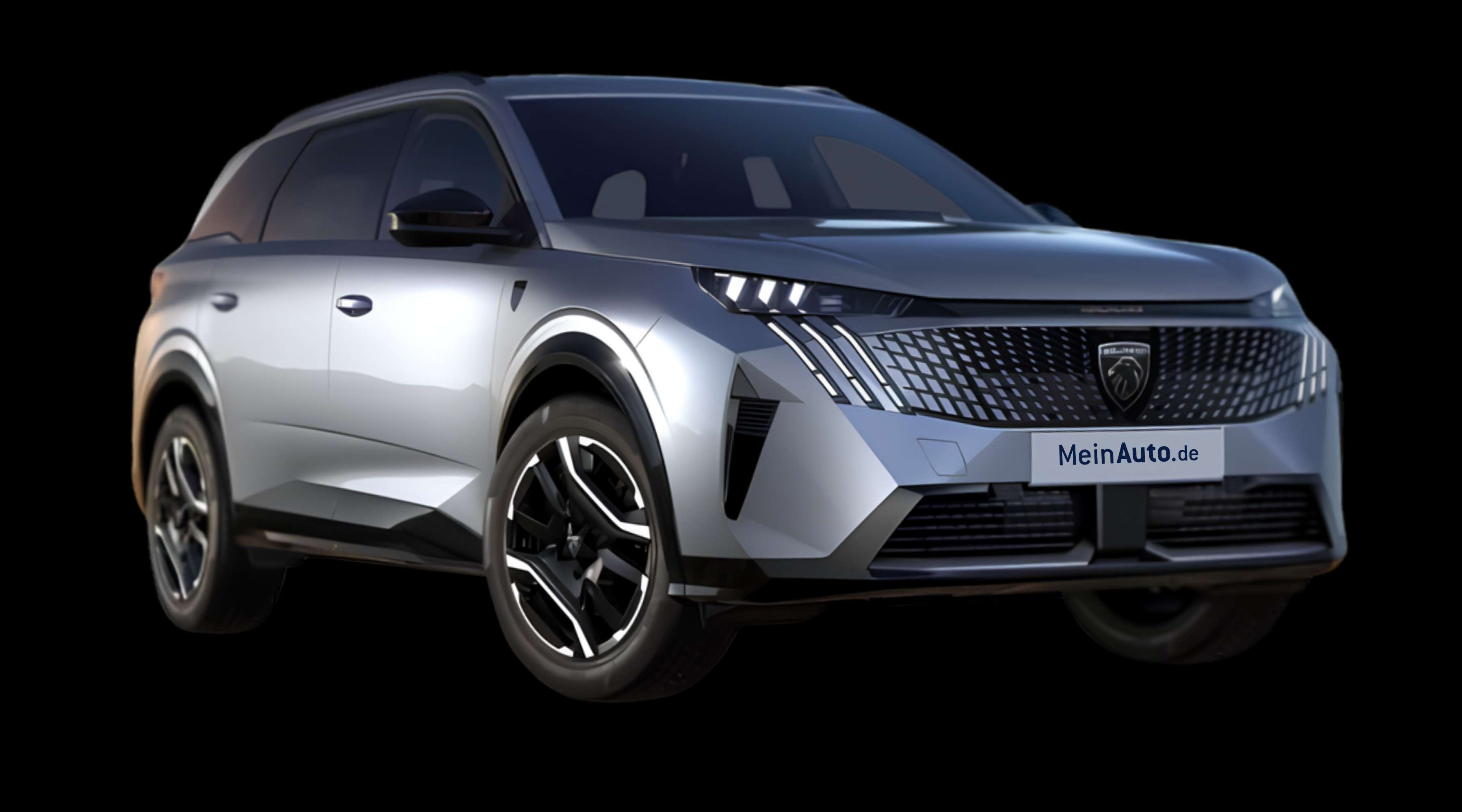 Schräge Frontansicht eines Peugeot e-5008, freigestellt