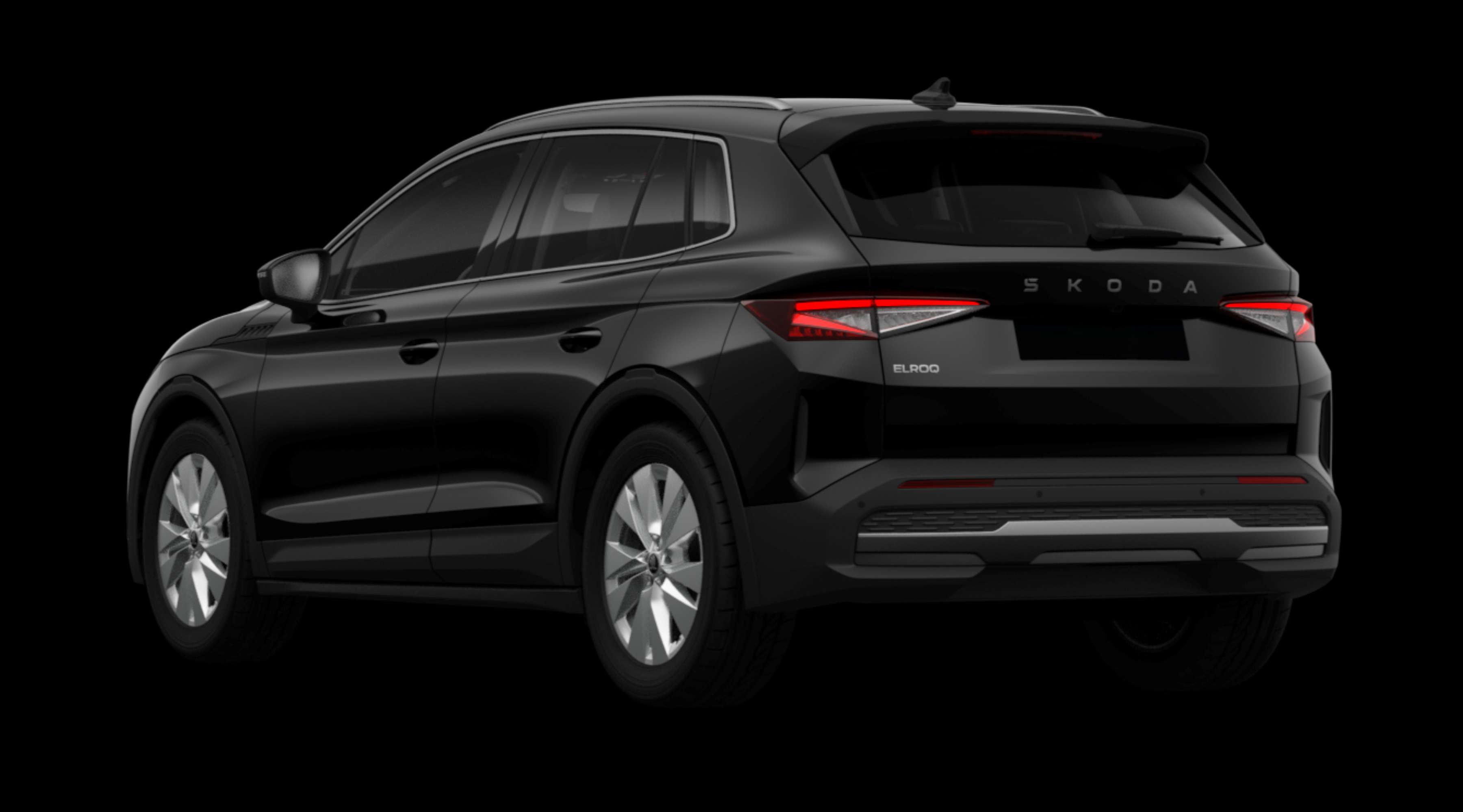 Schräge Heckansicht eines Skoda Elroq, freigestellt