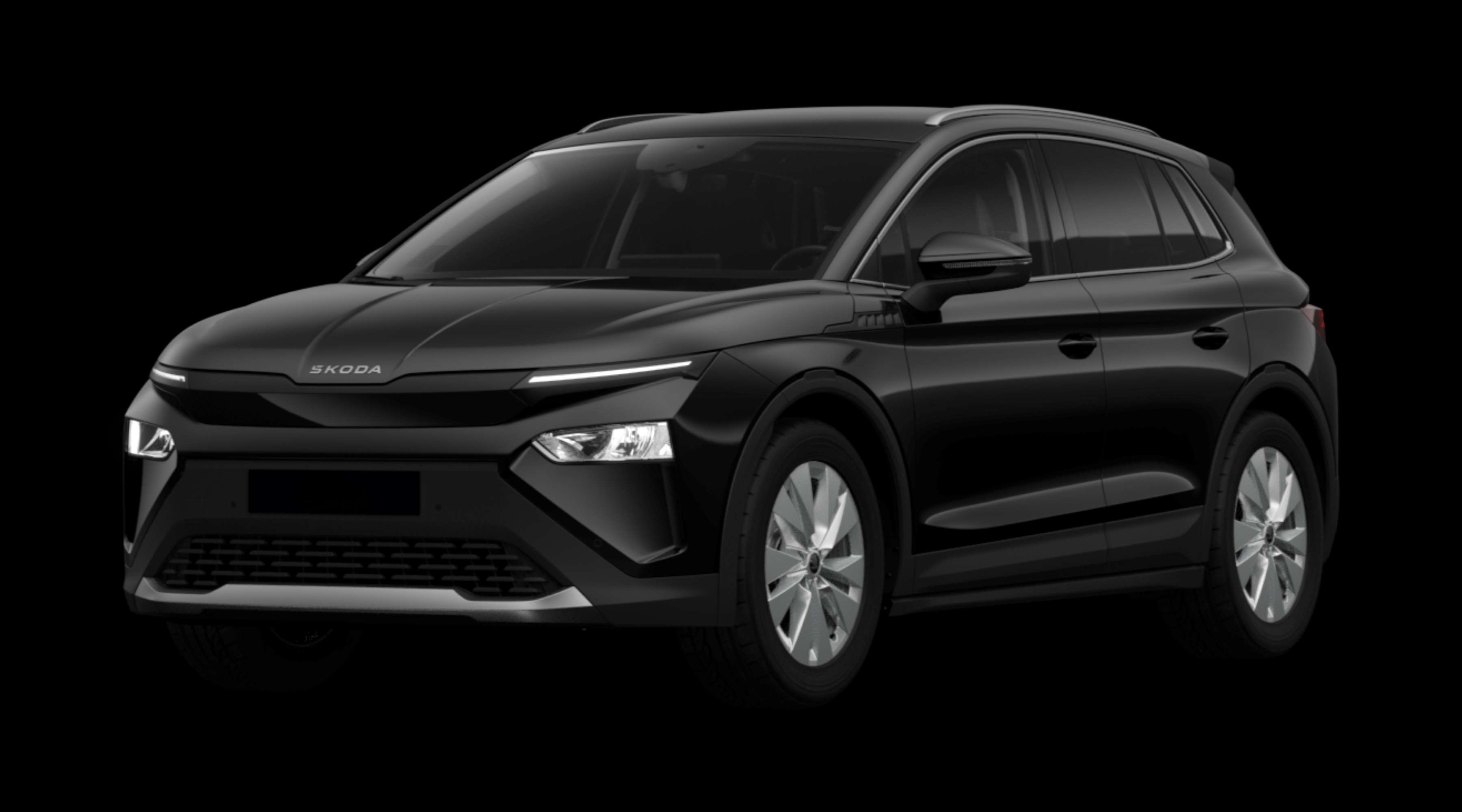Schräge Frontansicht eines Skoda Elroq, freigestellt