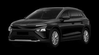 Schräge Frontansicht auf einen Skoda Elroq Selection, freigestellt