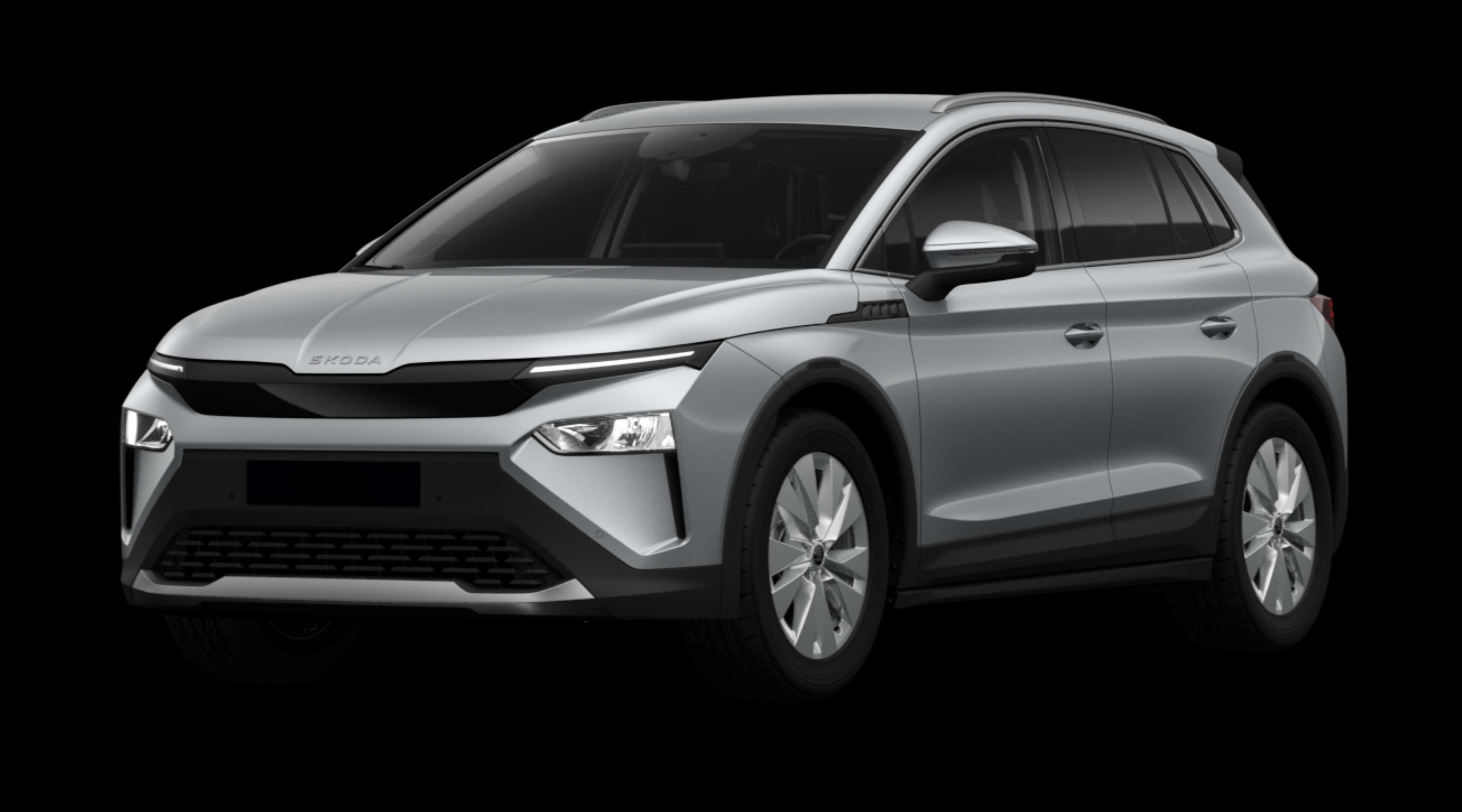 Schräge Frontansicht eines Skoda Elroq, freigestellt