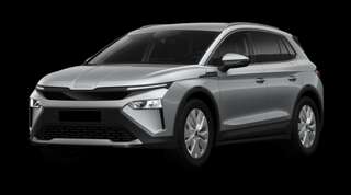 Schräge Frontansicht auf einen Skoda Elroq Selection, freigestellt