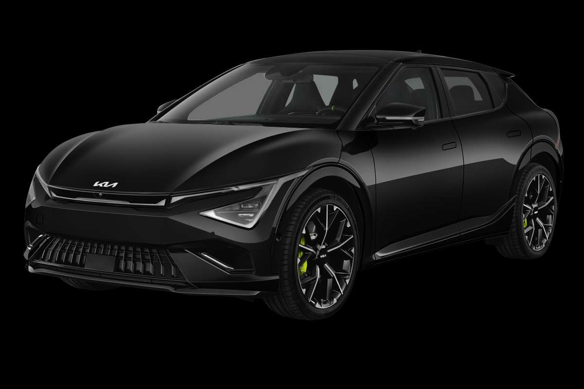 Schräge Frontansicht eines Kia EV6, freigestellt