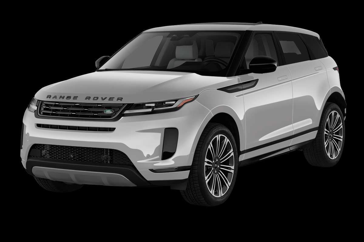 Schräge Frontansicht eines Land Rover Range Rover Evoque, freigestellt