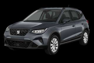 Schräge Frontansicht auf einen SEAT Arona FR, freigestellt