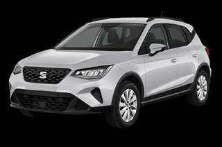 Schräge Frontansicht auf einen SEAT Arona FR, freigestellt