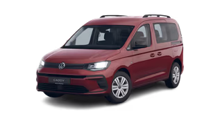 Schräge Frontansicht auf einen Volkswagen Caddy California, freigestellt