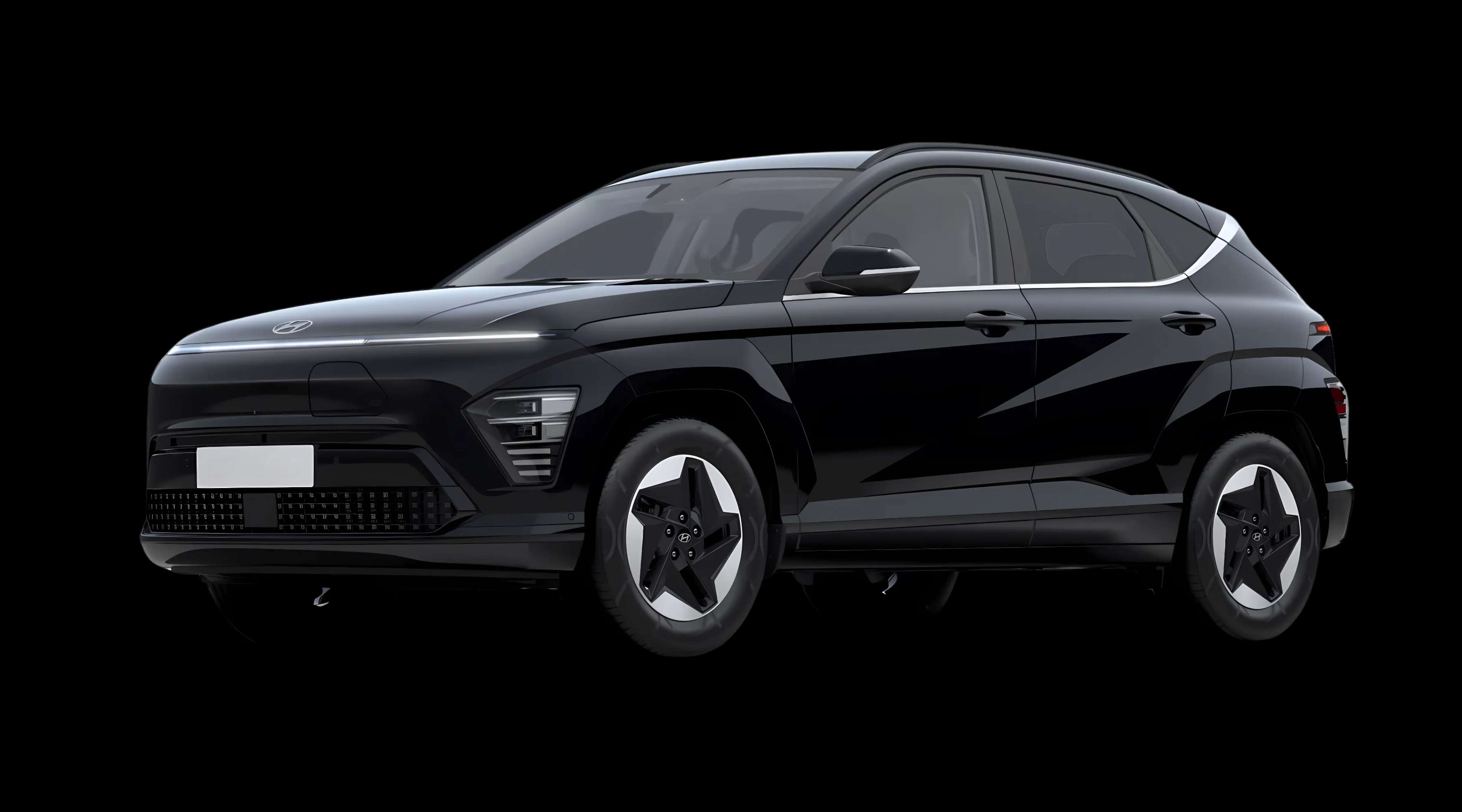 Schräge Frontansicht eines Hyundai Kona, freigestellt
