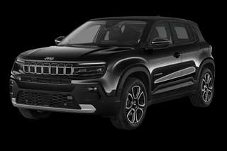 Schräge Frontansicht auf einen Jeep Avenger Summit, freigestellt
