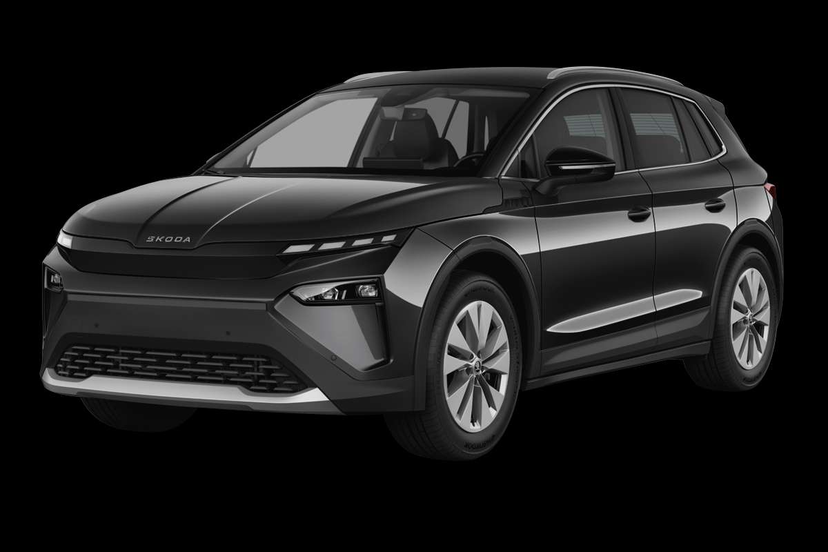 Schräge Frontansicht eines Skoda Elroq, freigestellt
