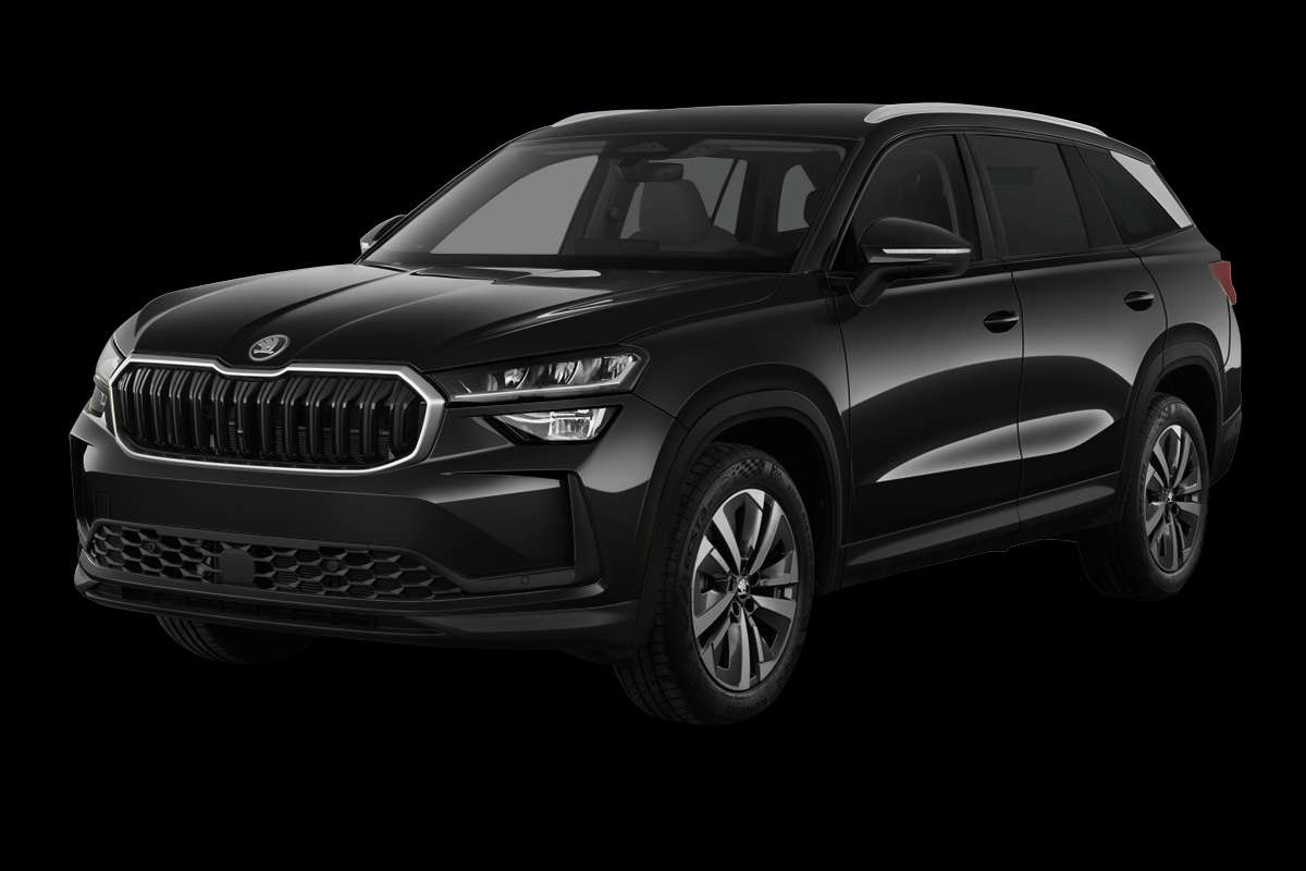 Schräge Frontansicht eines Skoda Kodiaq, freigestellt