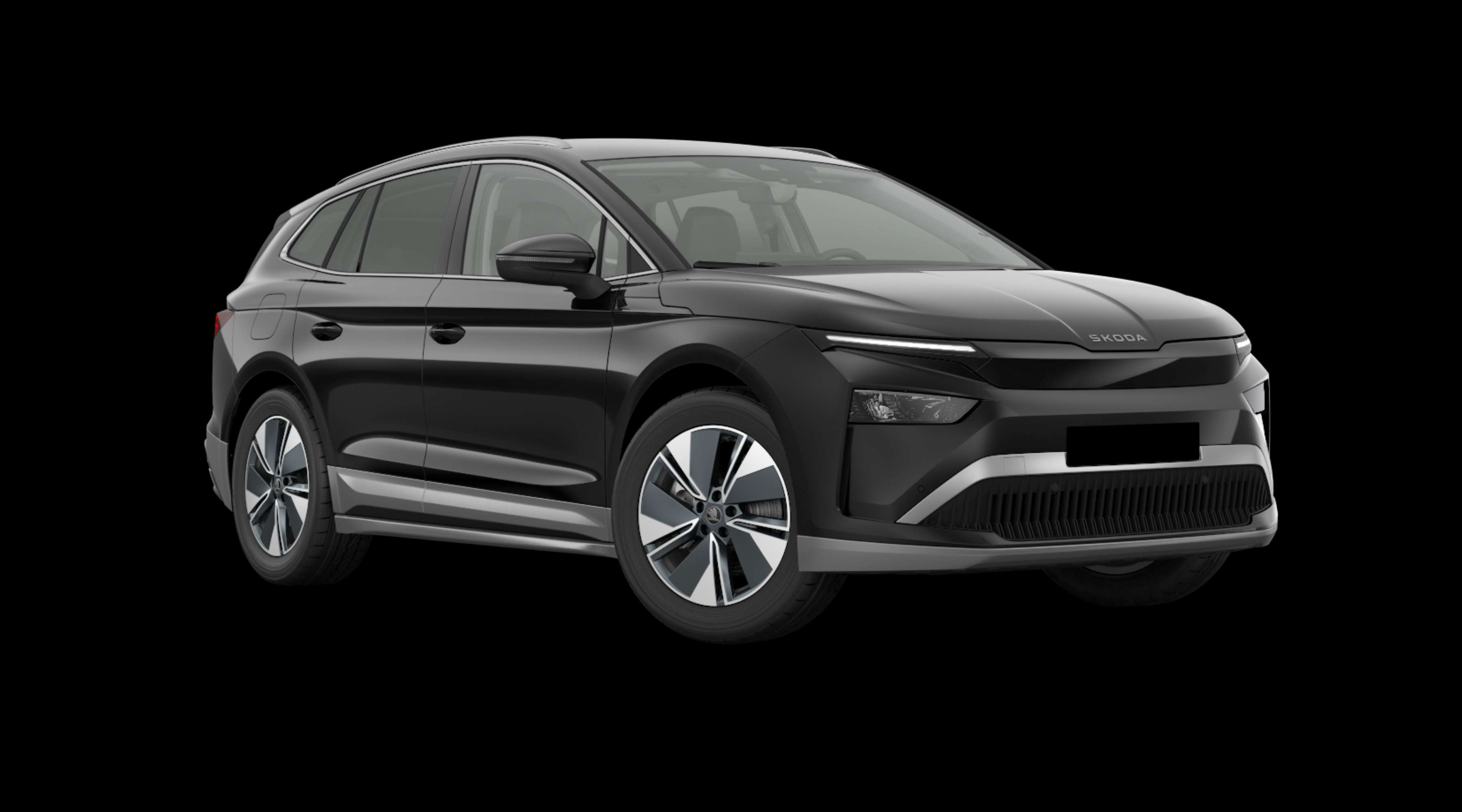 Schräge Frontansicht eines Skoda Enyaq, freigestellt