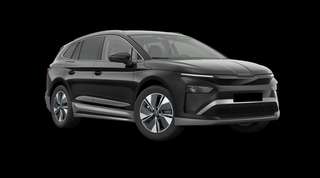 Schräge Frontansicht auf einen Skoda Enyaq Selection, freigestellt