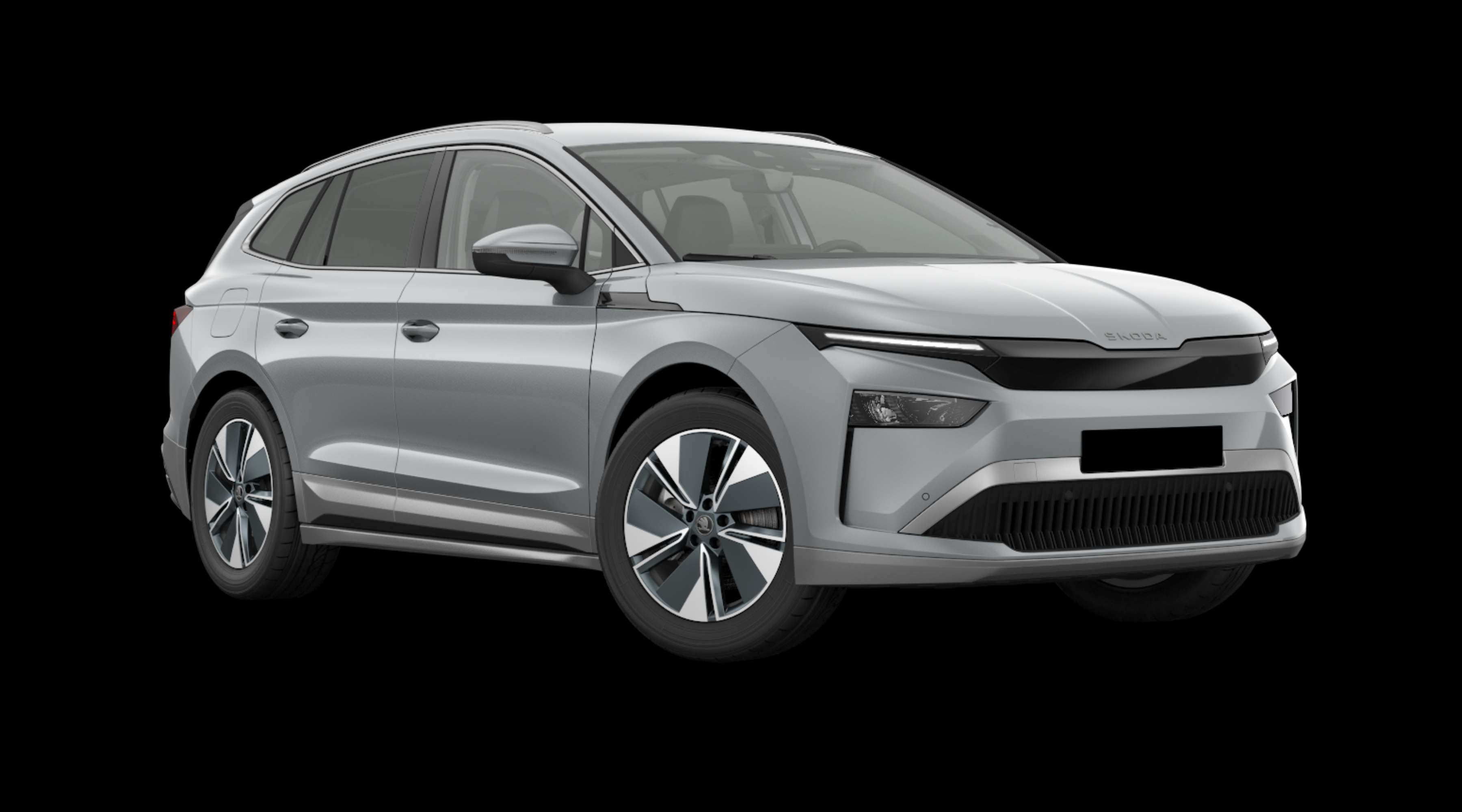 Schräge Frontansicht eines Skoda Enyaq, freigestellt