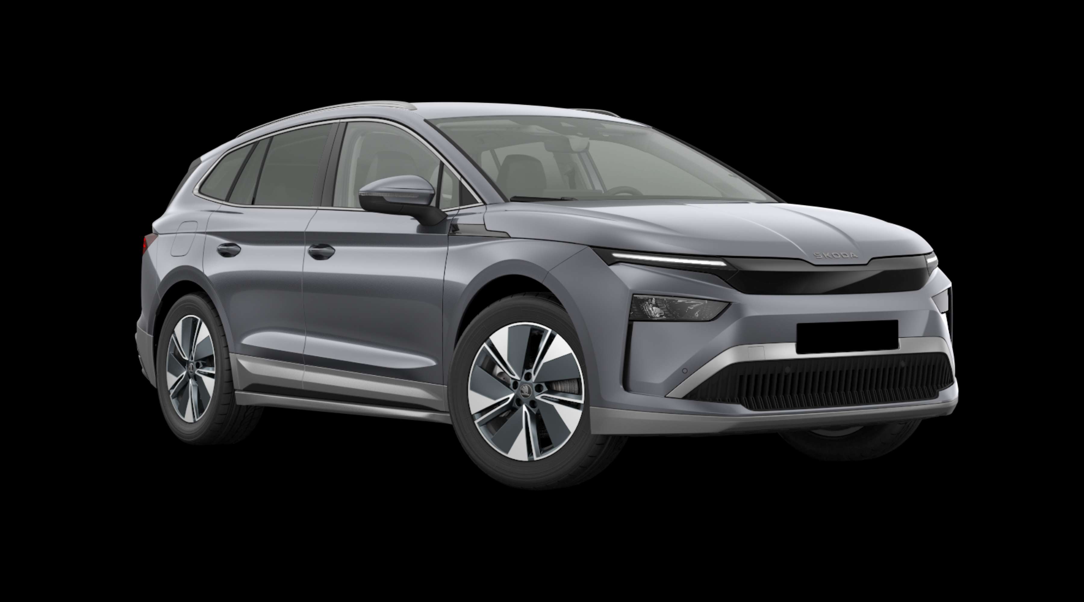 Schräge Frontansicht eines Skoda Enyaq, freigestellt