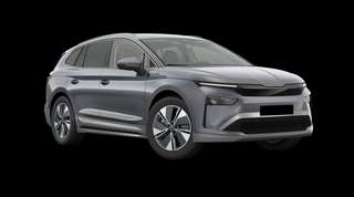Schräge Frontansicht auf einen Skoda Enyaq Selection, freigestellt