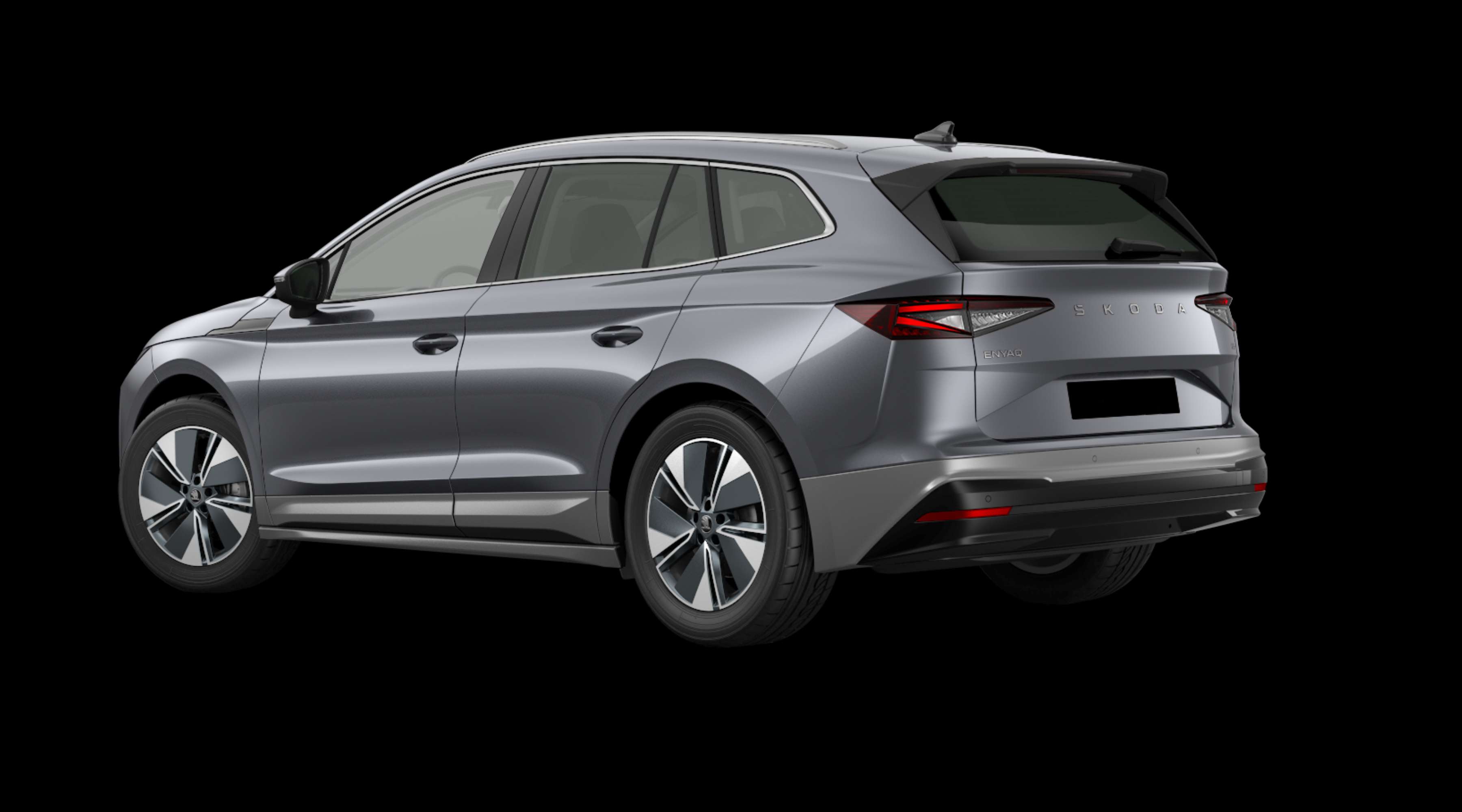Schräge Heckansicht eines Skoda Enyaq, freigestellt