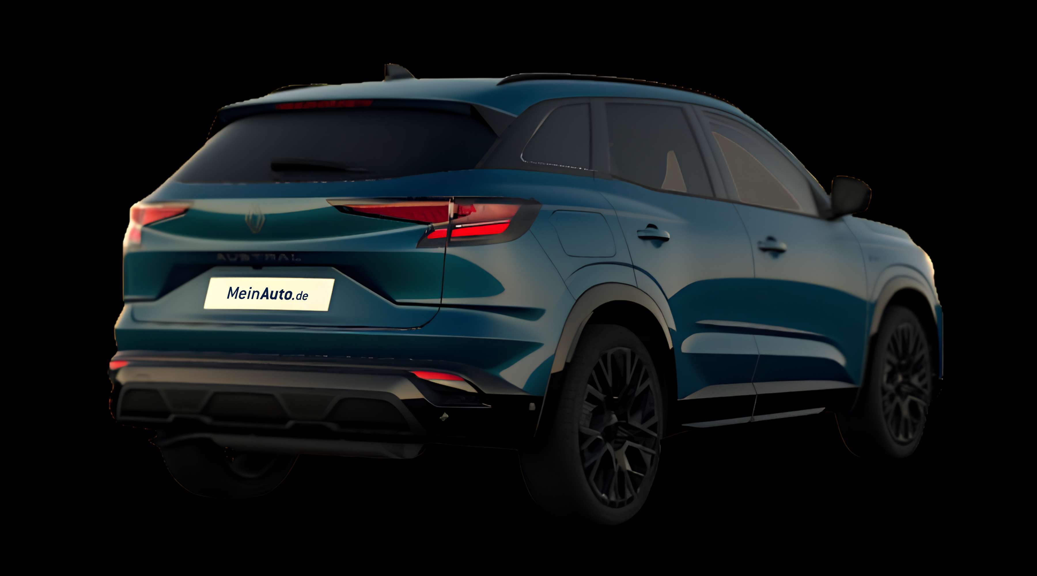 Schräge Heckansicht eines Renault Austral, freigestellt