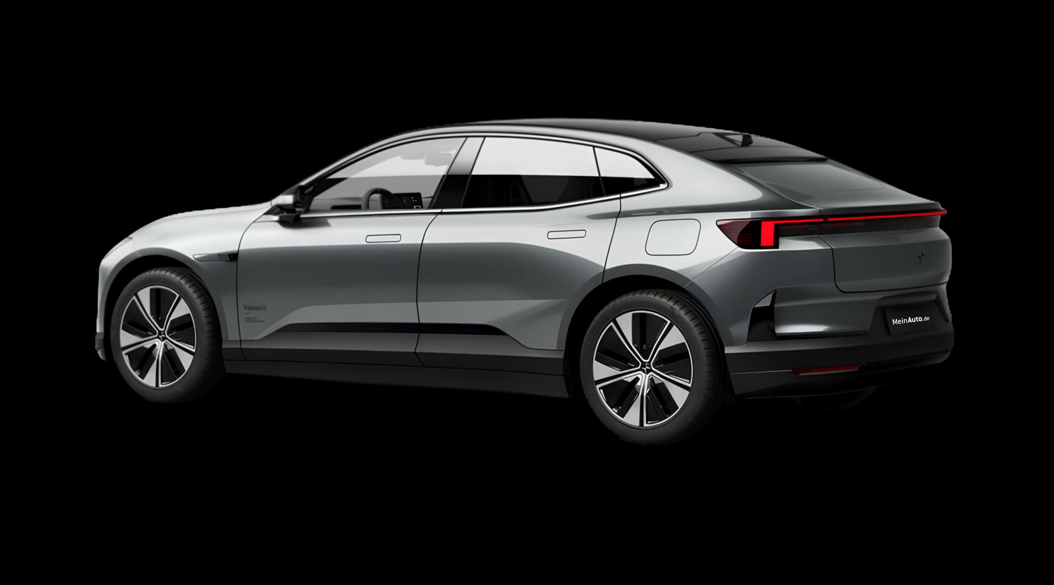 Schräge Heckansicht eines Polestar 4 coupé, freigestellt