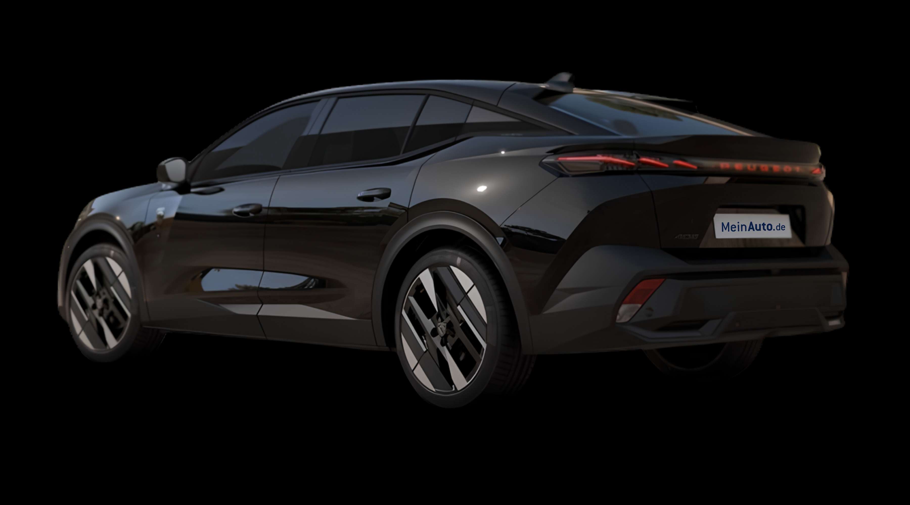 Schräge Heckansicht eines Peugeot 408, freigestellt