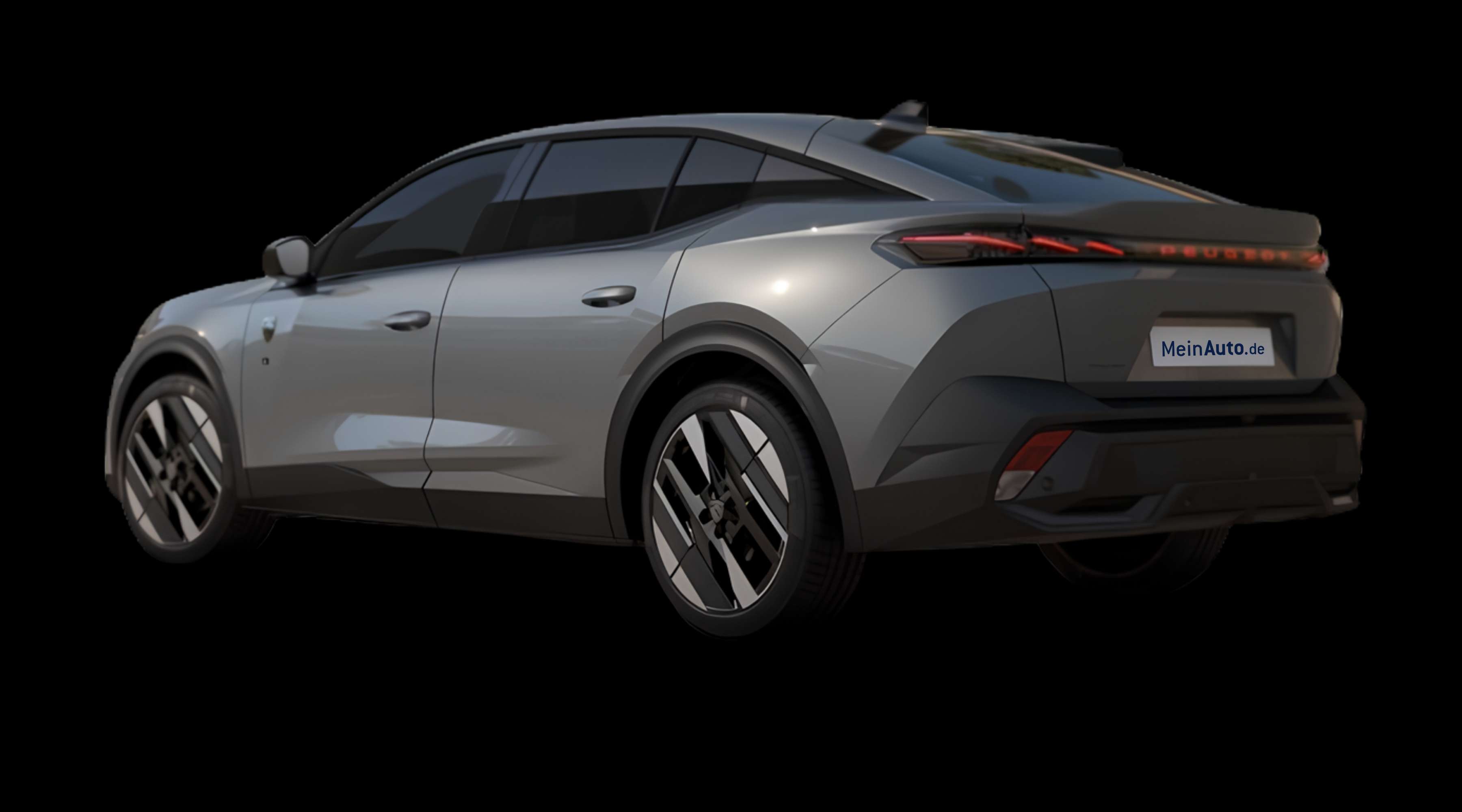 Schräge Heckansicht eines Peugeot 408, freigestellt