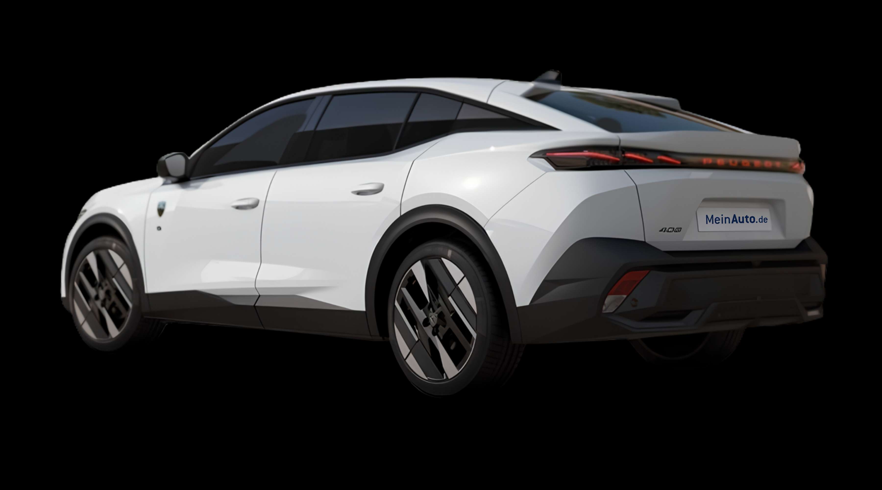 Schräge Heckansicht eines Peugeot 408, freigestellt
