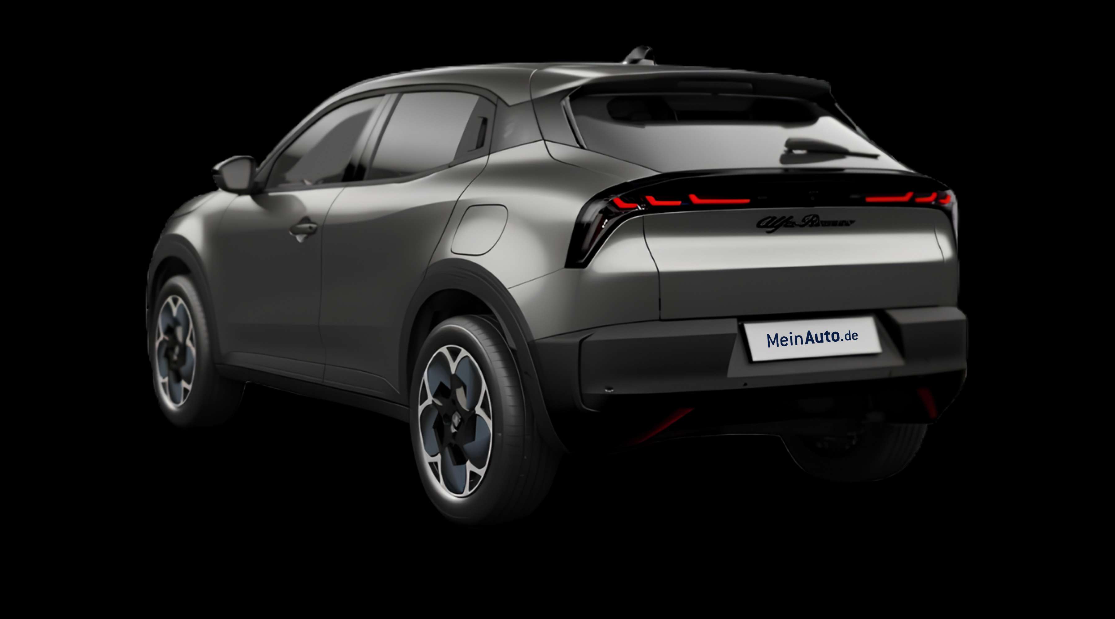 Schräge Heckansicht eines Alfa Romeo Junior, freigestellt