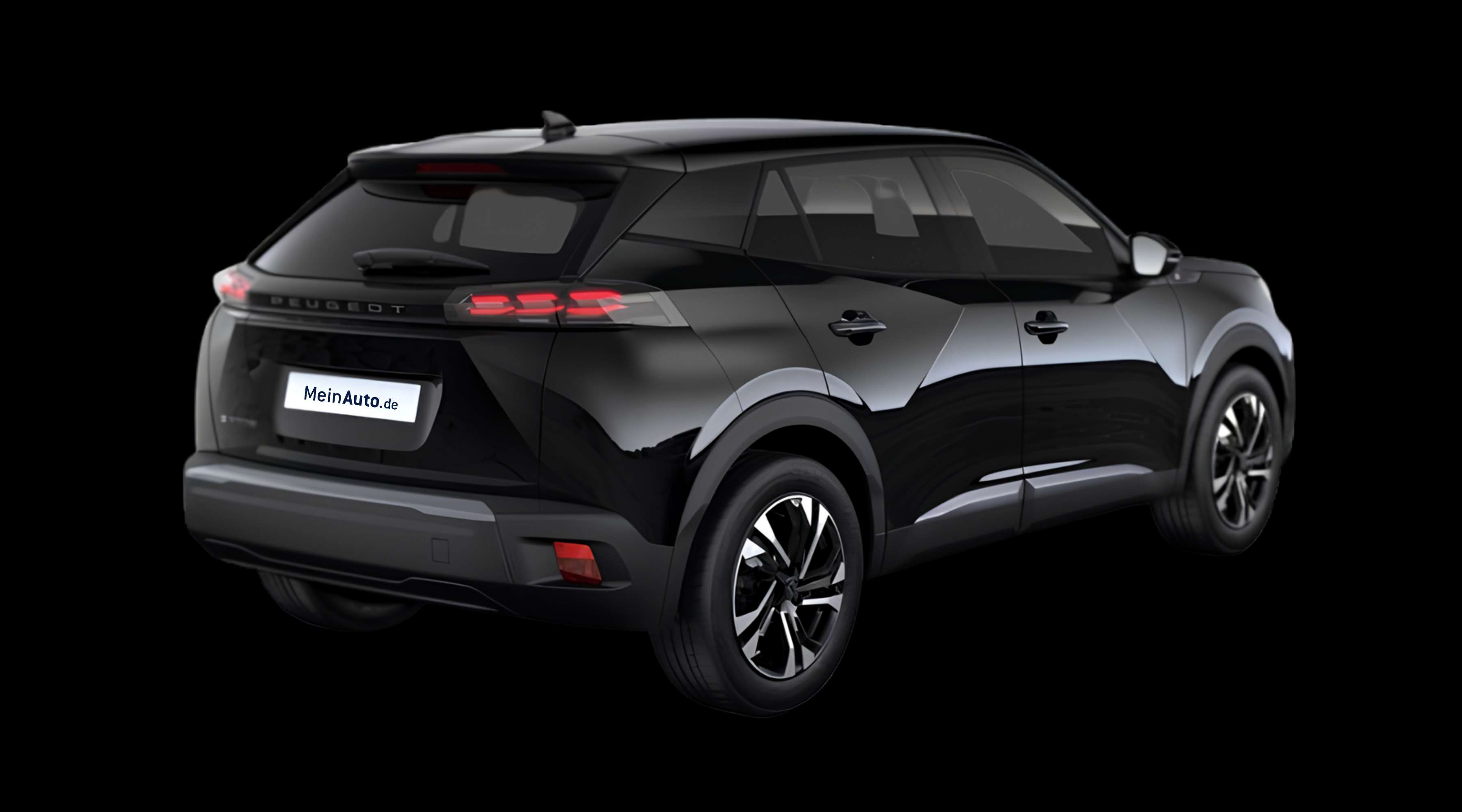 Schräge Heckansicht eines Peugeot 2008, freigestellt