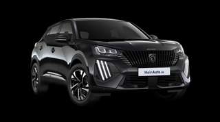 Schräge Frontansicht auf einen Peugeot 2008 Allure, freigestellt