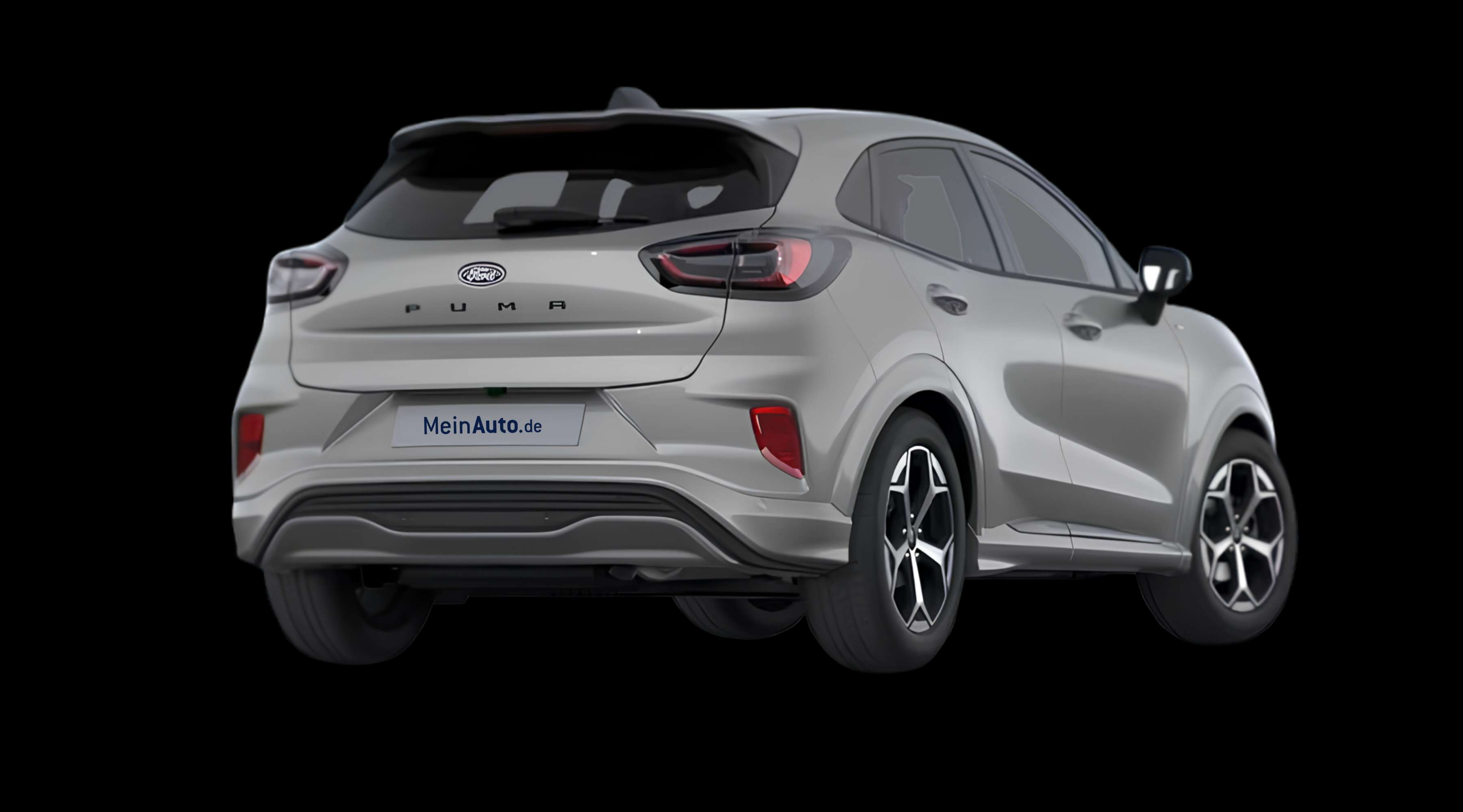 Schräge Heckansicht eines Ford Puma, freigestellt