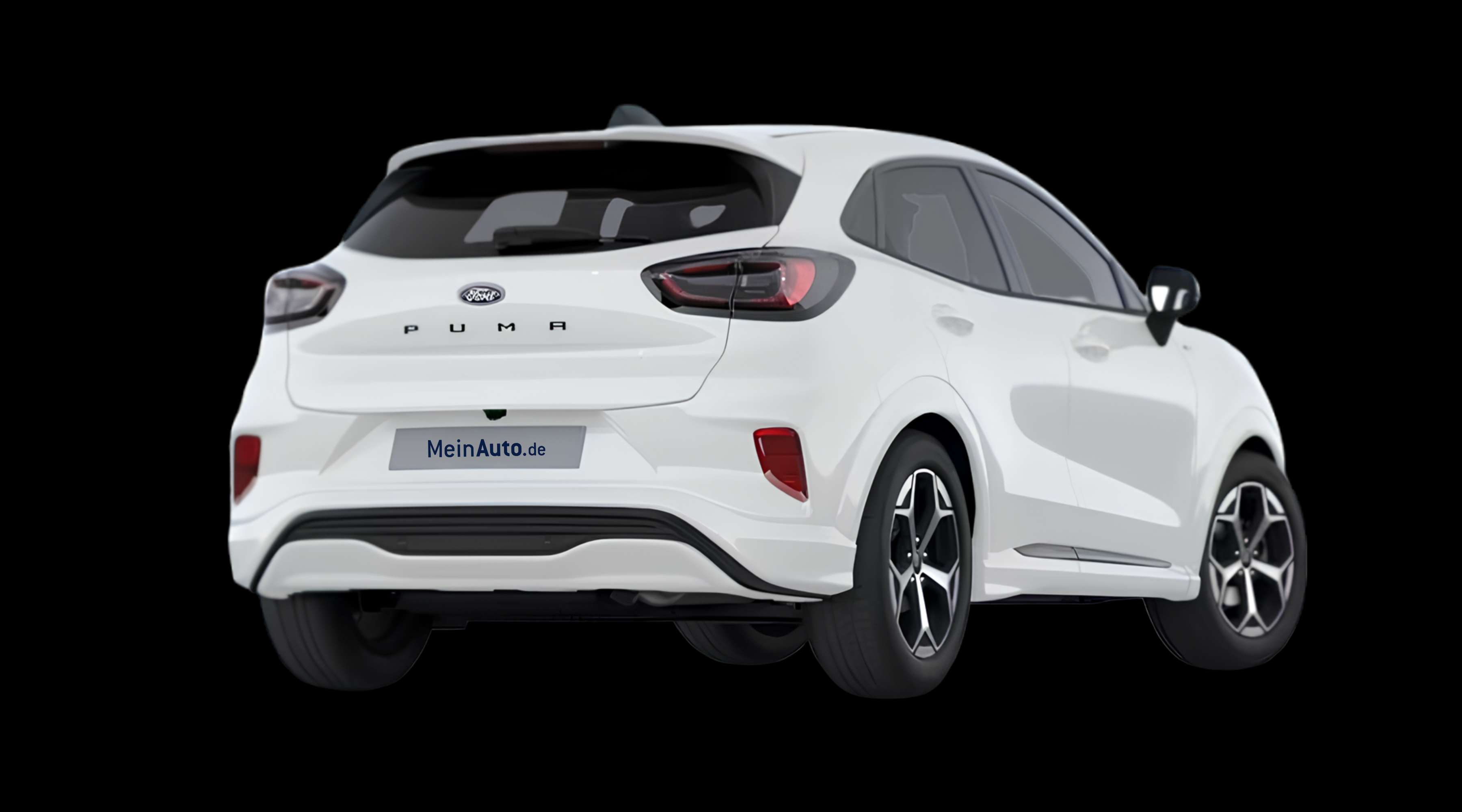 Schräge Heckansicht eines Ford Puma, freigestellt