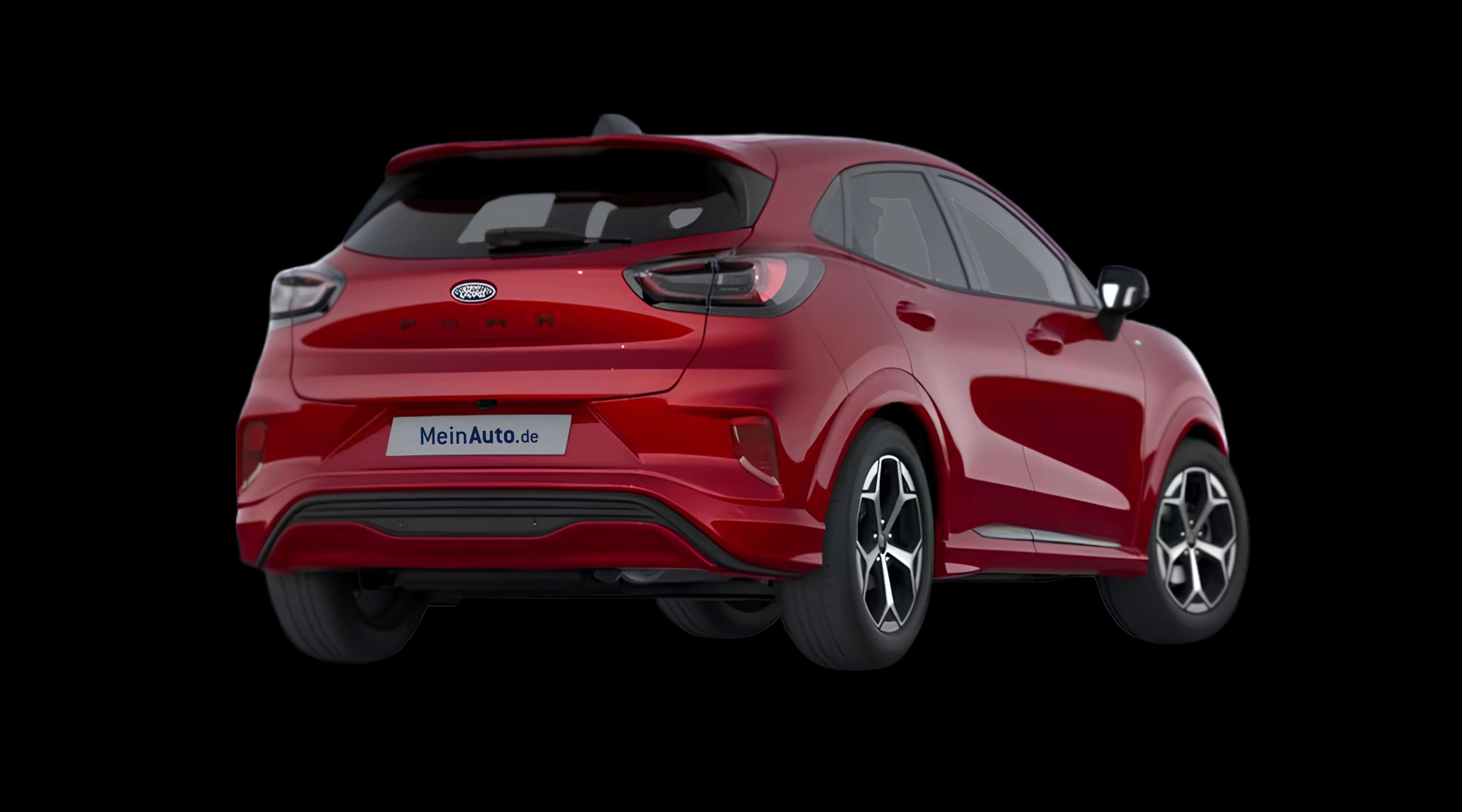 Schräge Heckansicht eines Ford Puma, freigestellt