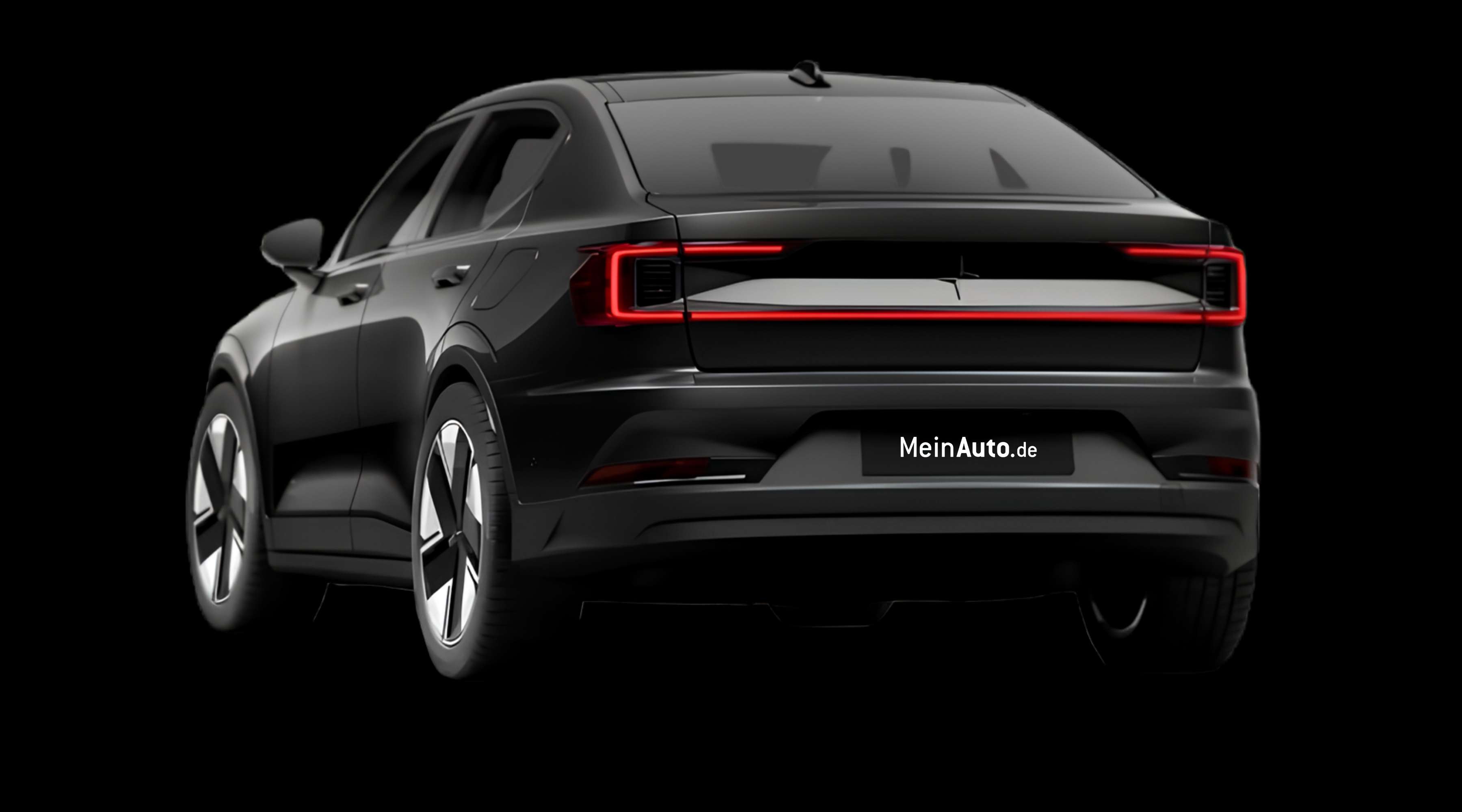 Schräge Heckansicht eines Polestar 2, freigestellt