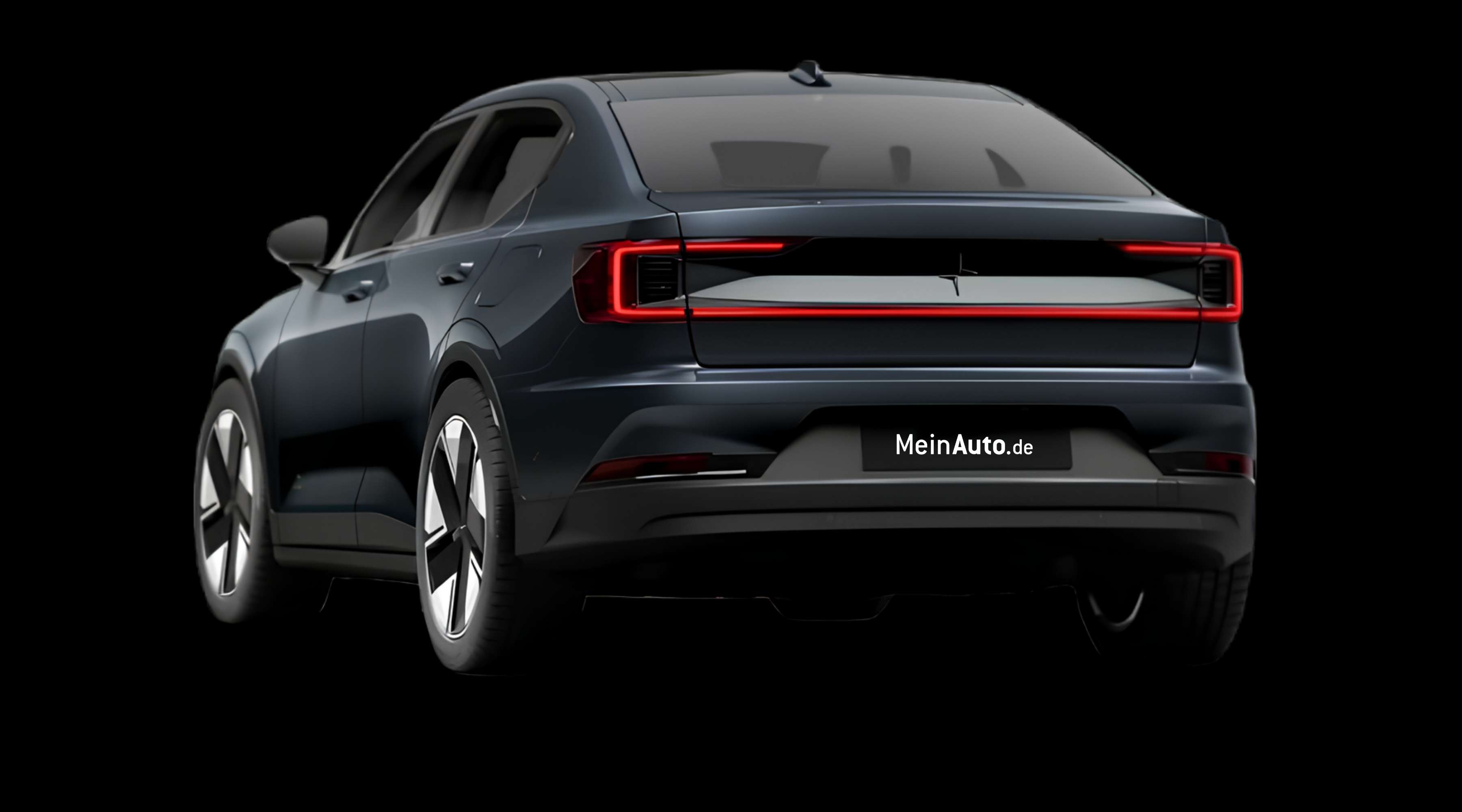 Schräge Heckansicht eines Polestar 2, freigestellt