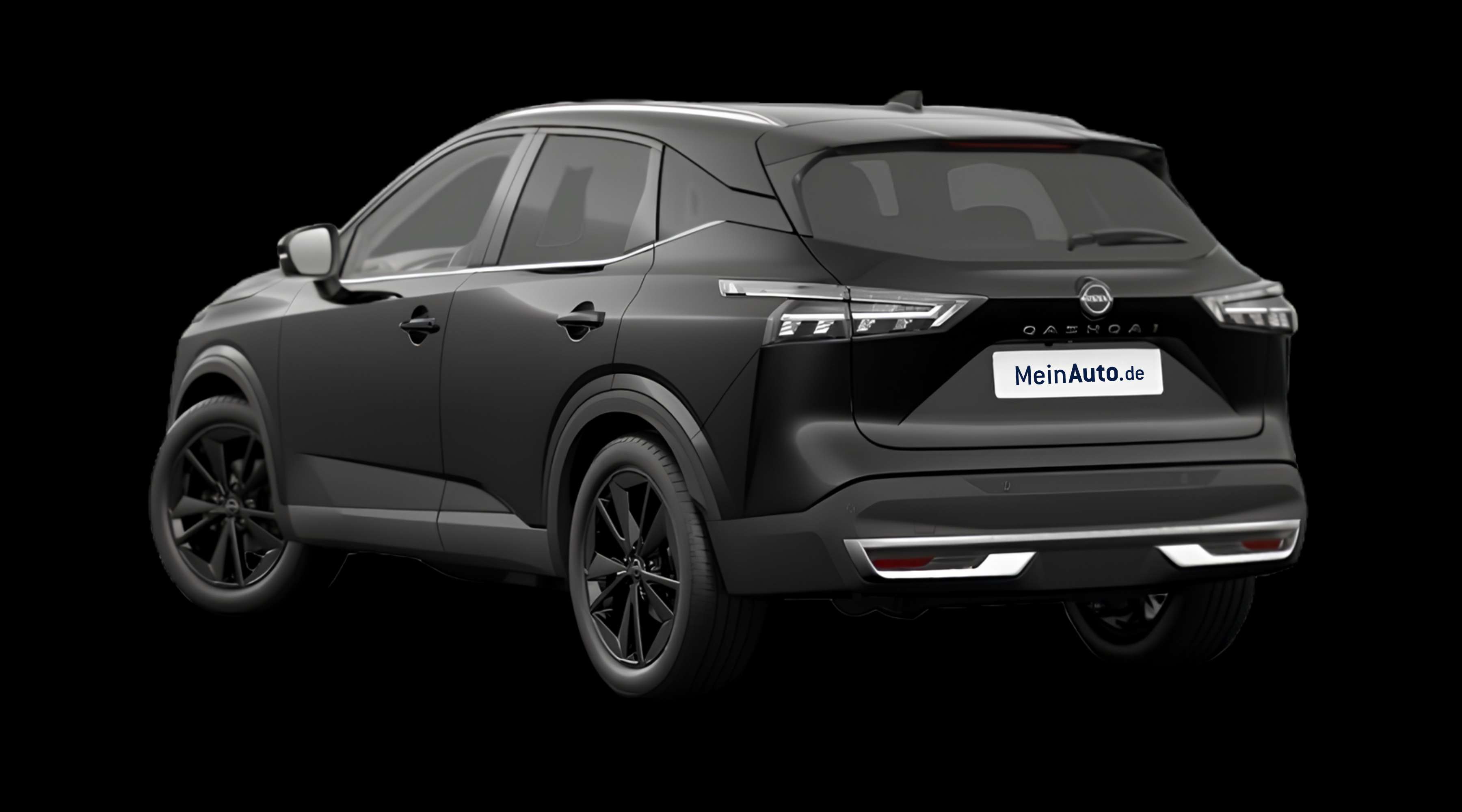 Schräge Heckansicht eines Nissan Qashqai, freigestellt