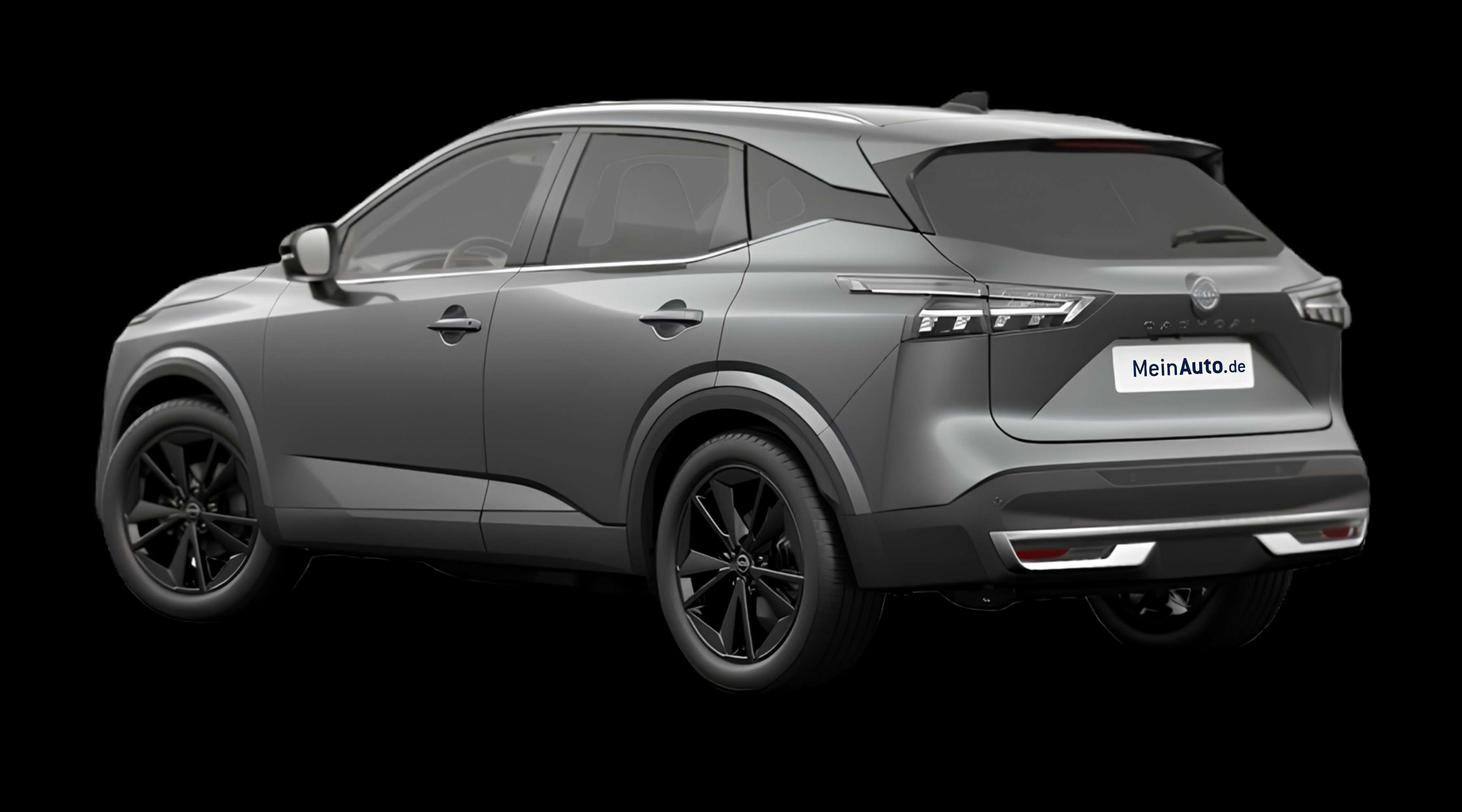 Schräge Heckansicht eines Nissan Qashqai, freigestellt