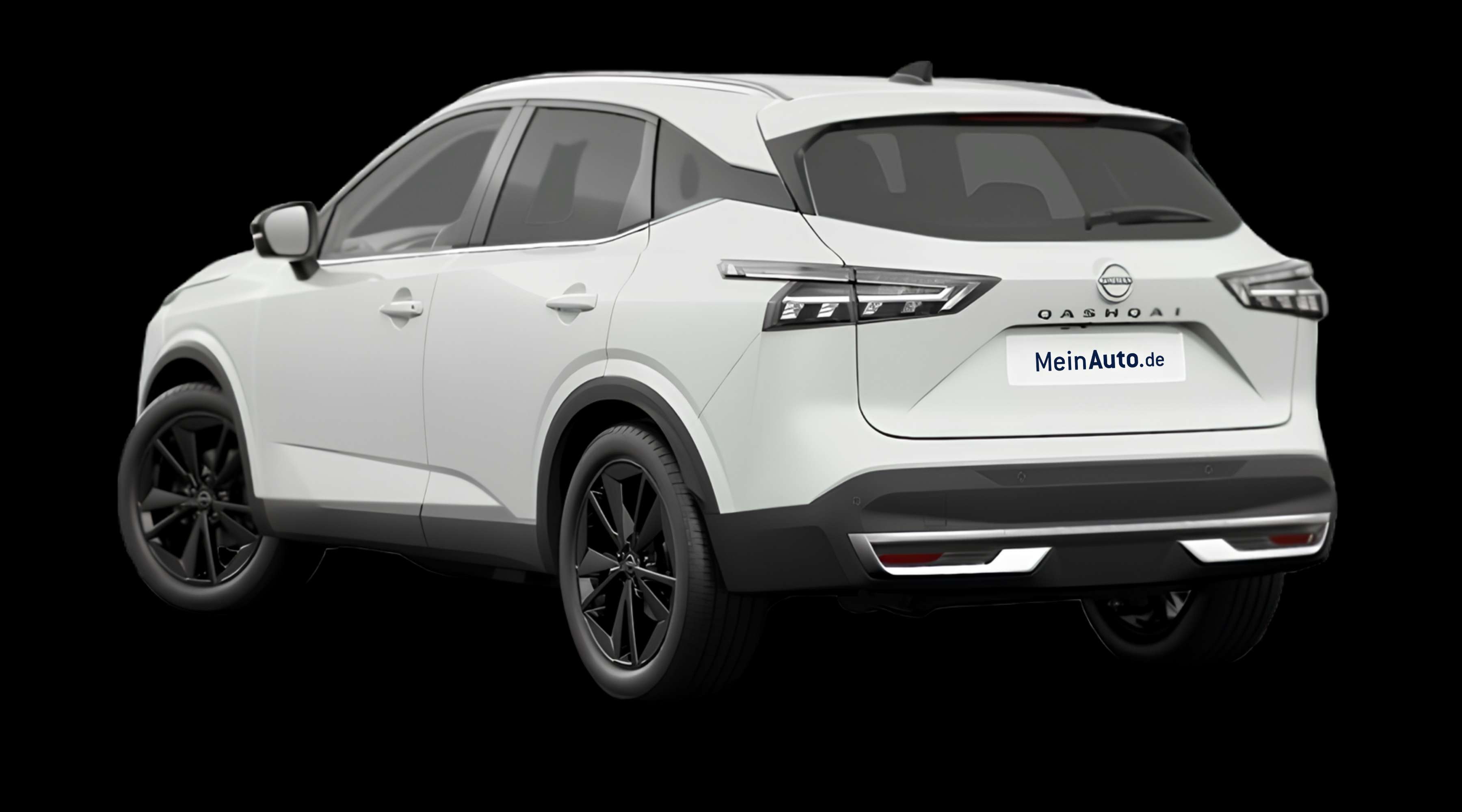 Schräge Heckansicht eines Nissan Qashqai, freigestellt