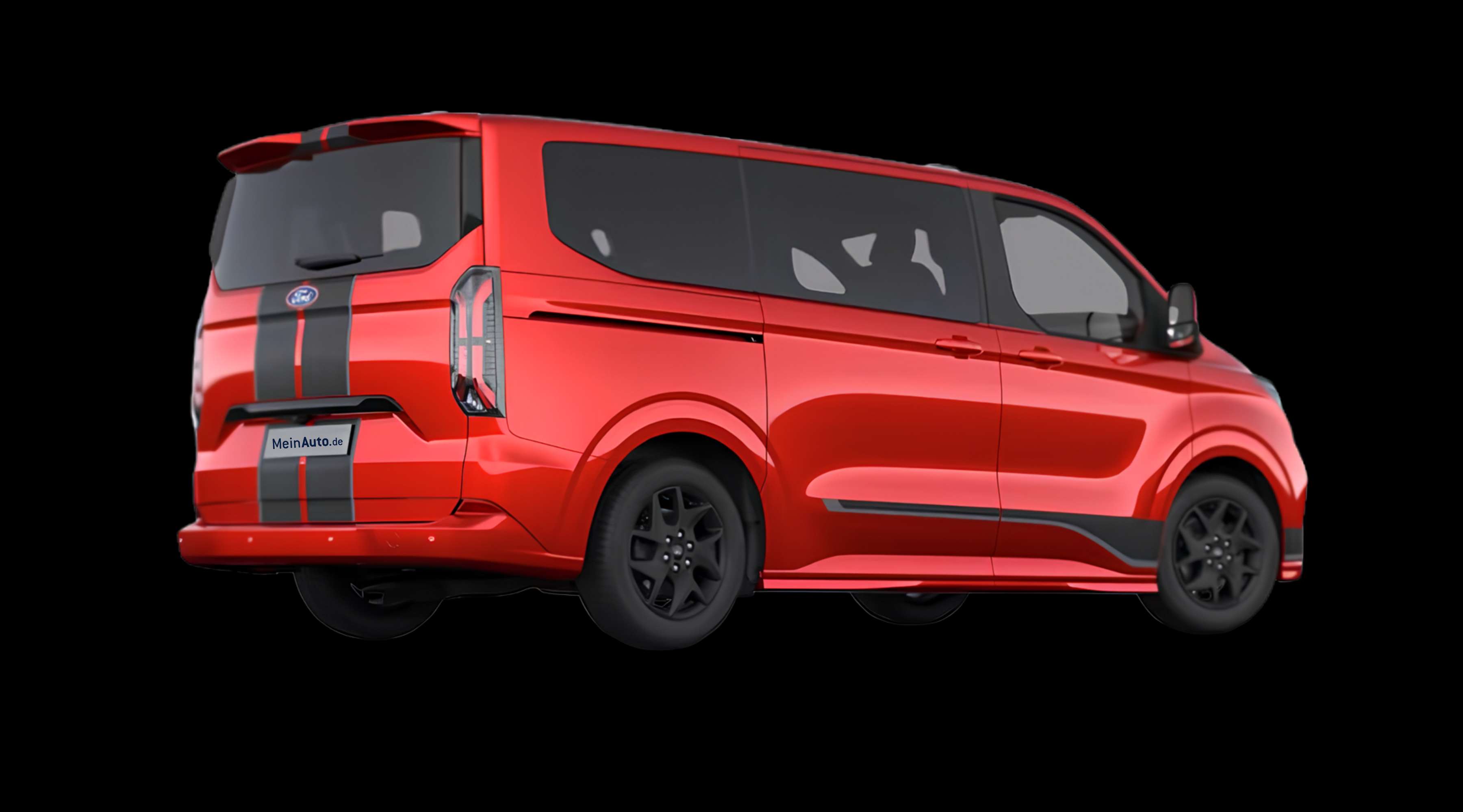 Schräge Heckansicht eines Ford Tourneo Custom, freigestellt