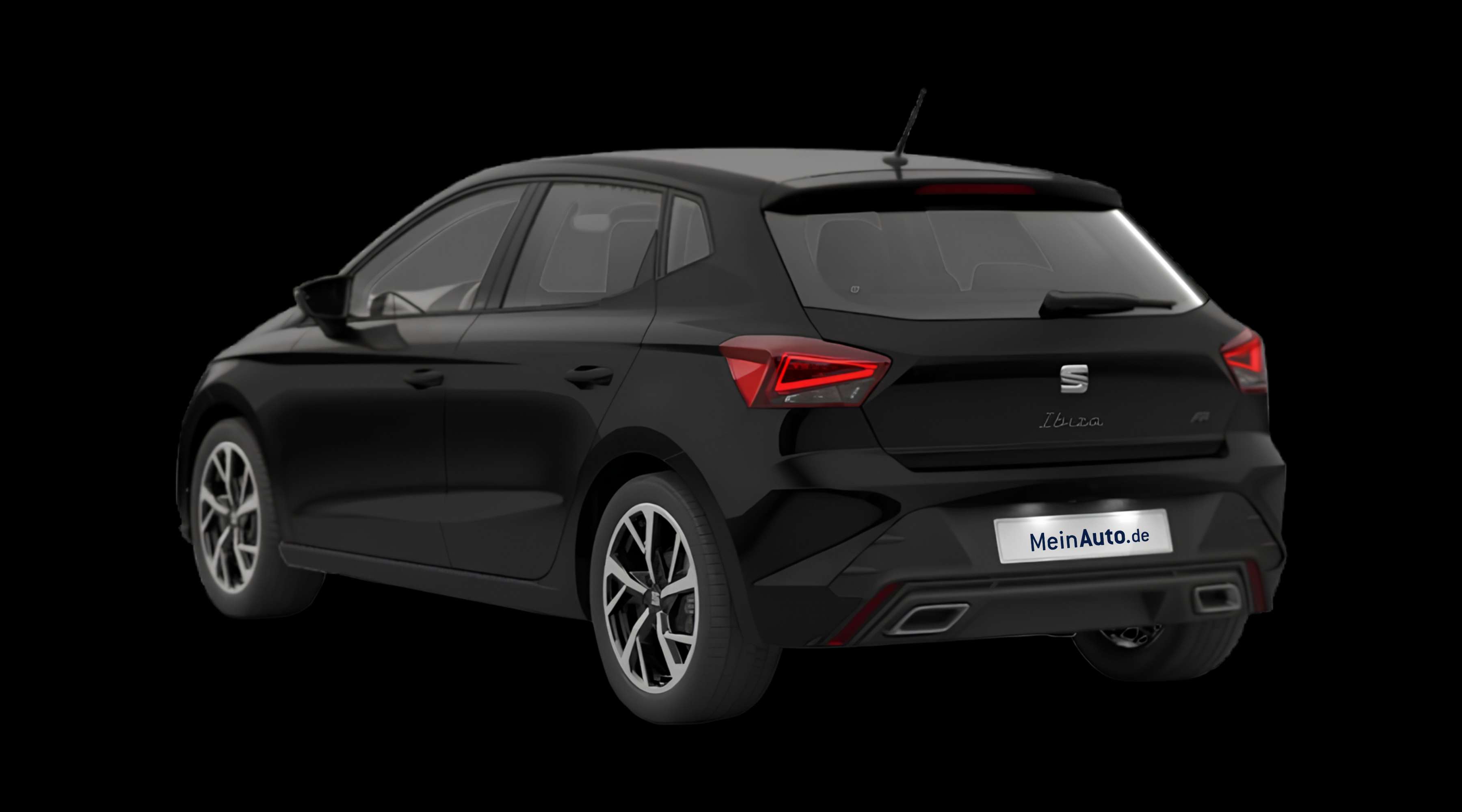 Schräge Heckansicht eines SEAT Ibiza, freigestellt