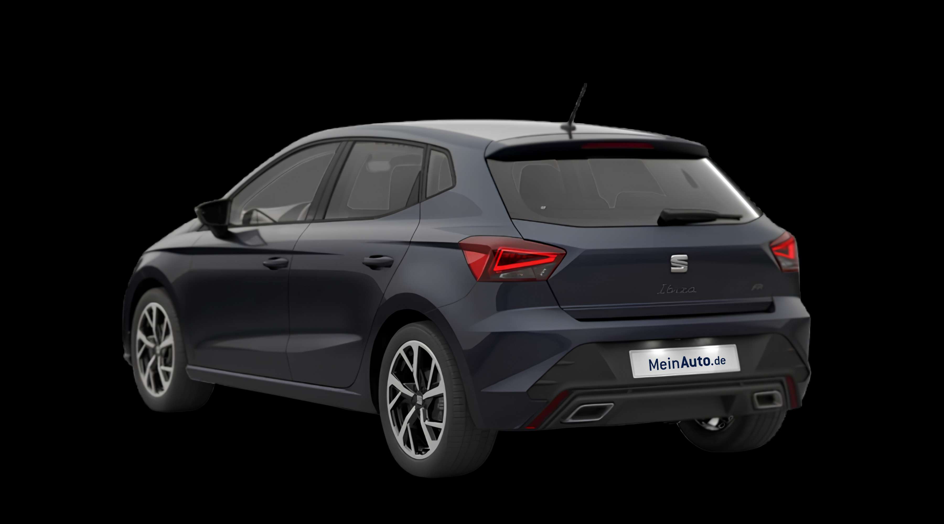 Schräge Heckansicht eines SEAT Ibiza, freigestellt