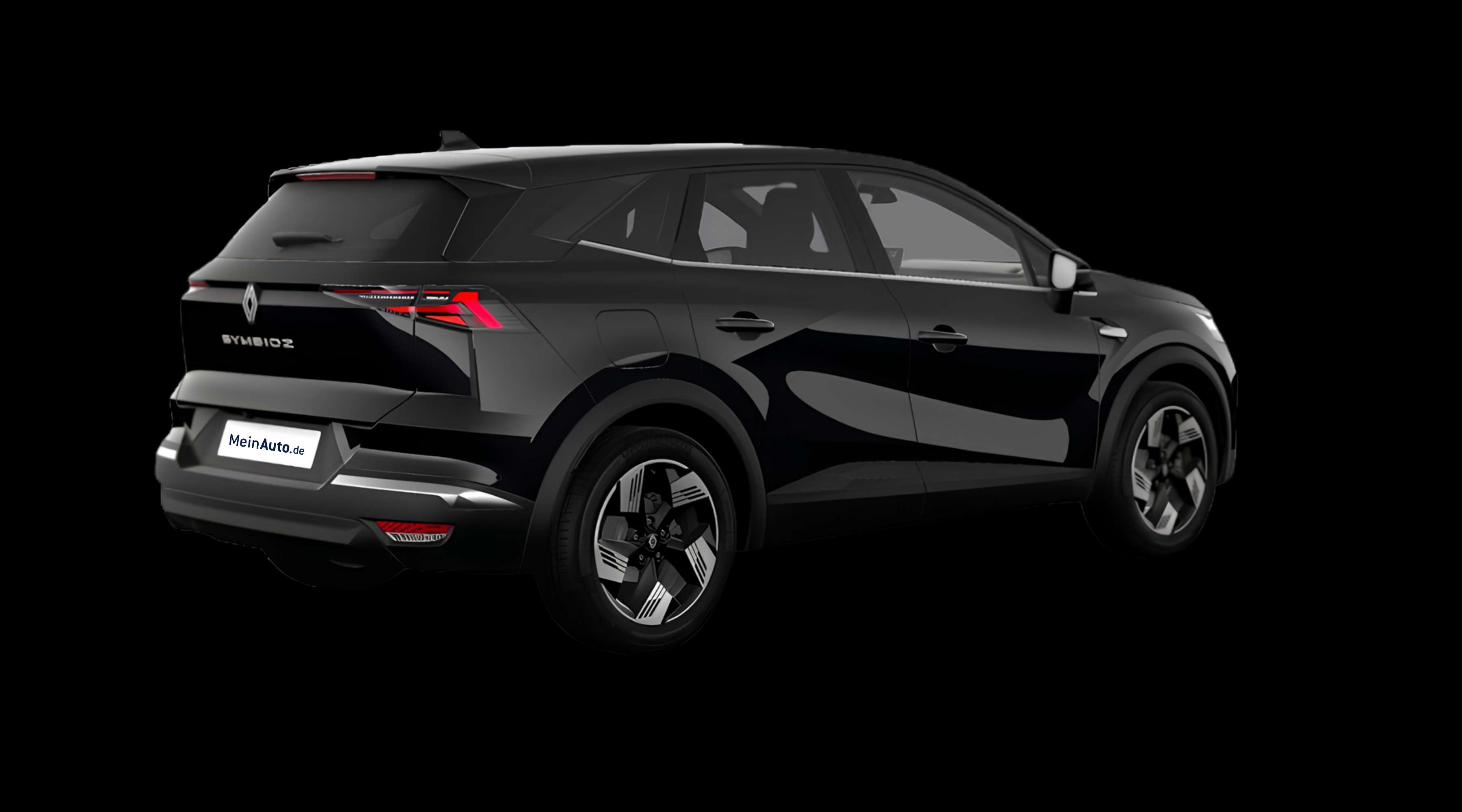 Schräge Heckansicht eines Renault Symbioz, freigestellt