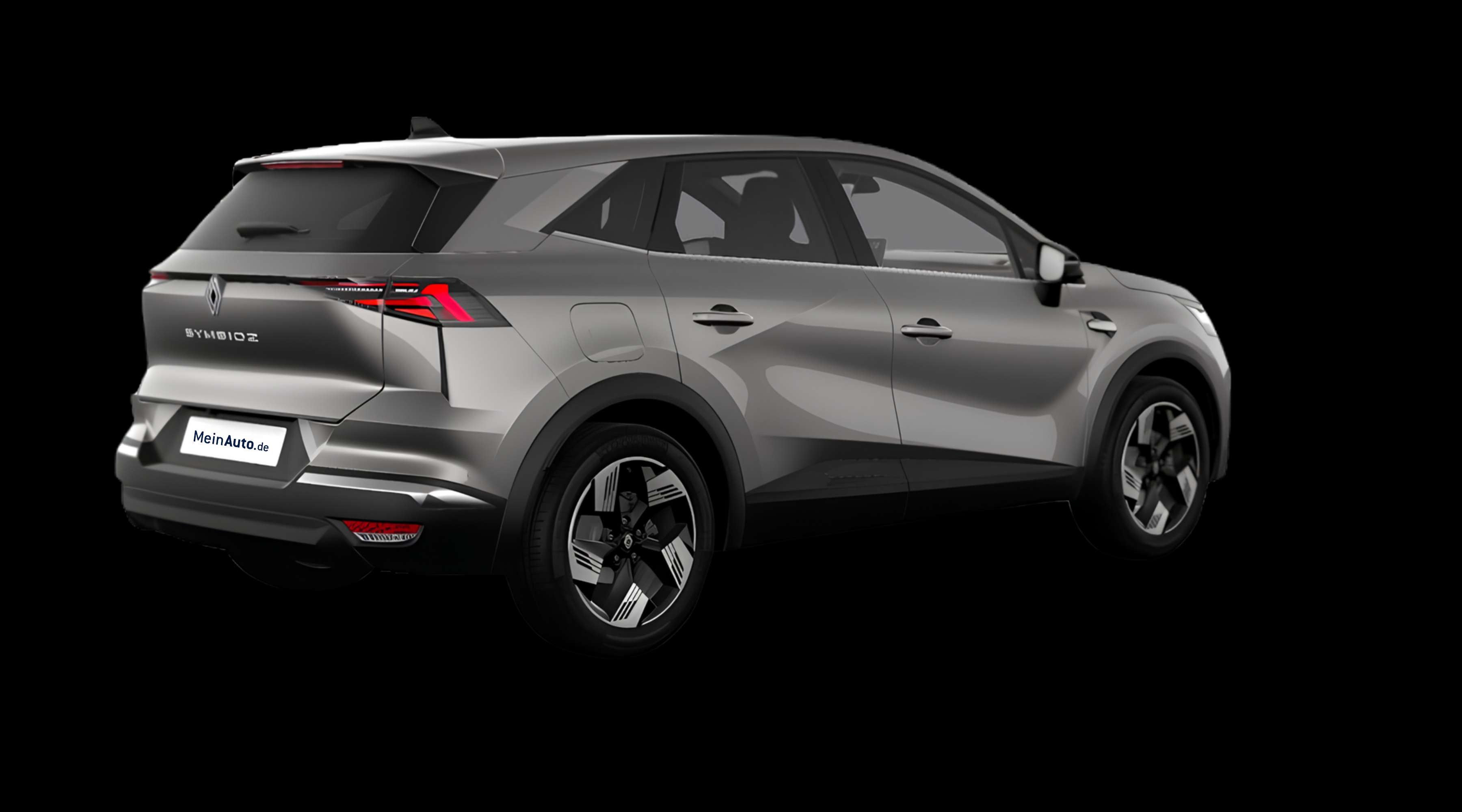 Schräge Heckansicht eines Renault Symbioz, freigestellt