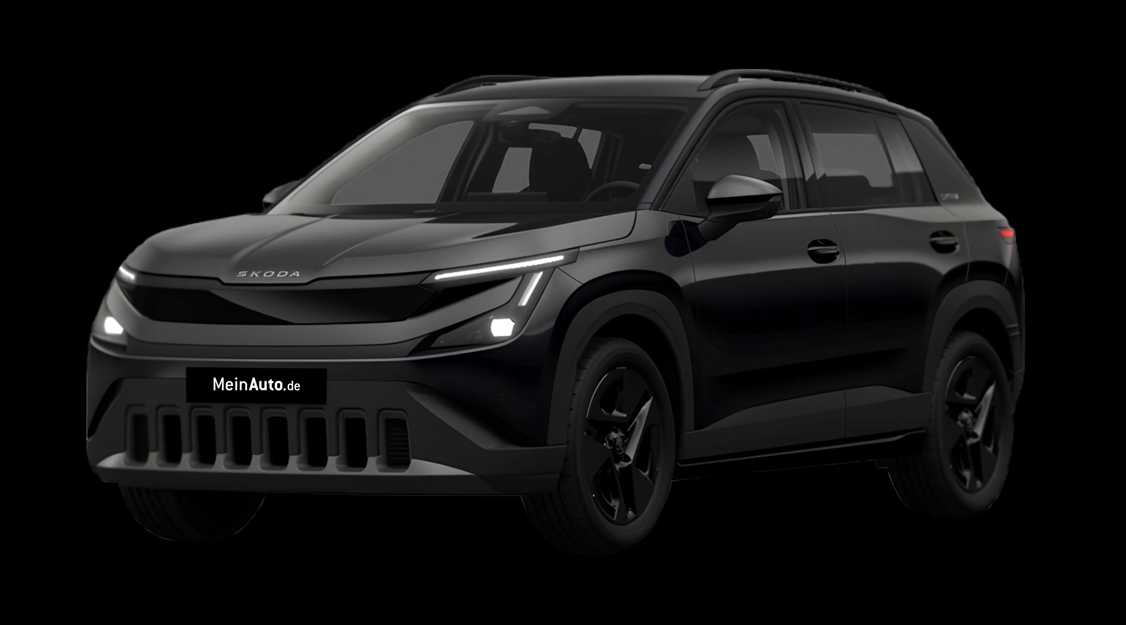 Schräge Frontansicht eines Skoda Epiq, freigestellt