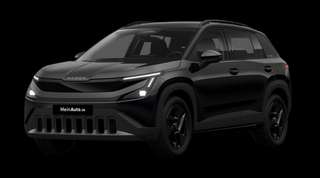 Schräge Frontansicht auf einen Skoda Epiq Selection, freigestellt