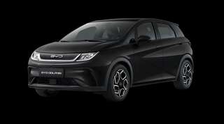 Schräge Frontansicht auf einen BYD Dolphin Design, freigestellt