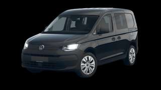 Schräge Frontansicht auf einen Volkswagen Caddy Flexible, freigestellt