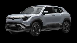 Schräge Frontansicht auf einen Suzuki e Vitara Comfort, freigestellt