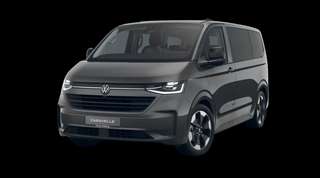 Schräge Frontansicht auf einen Volkswagen e-Caravelle Edition, freigestellt